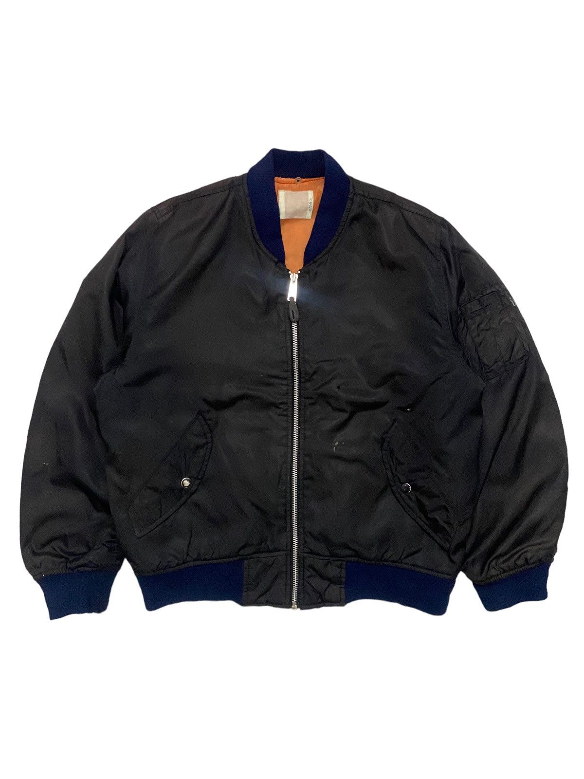 image of Sun Faded Ma1 Bomber Jacket in Black, Men's (Size Large)