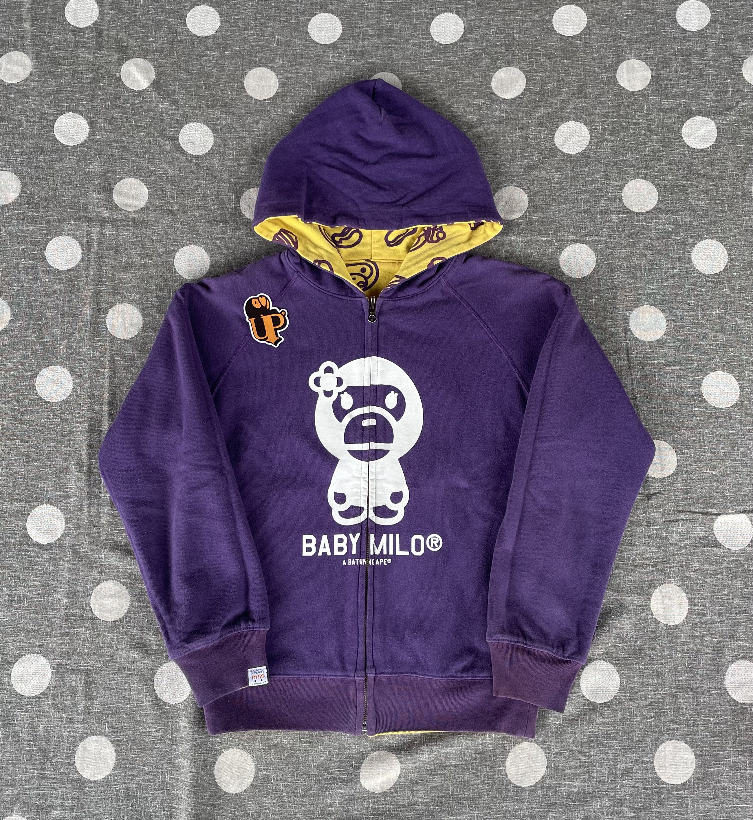 image of Bape x Nigo Baby Milo Junk Food Reversible Zip Hoodie in Yellow, Men's (Size XS)