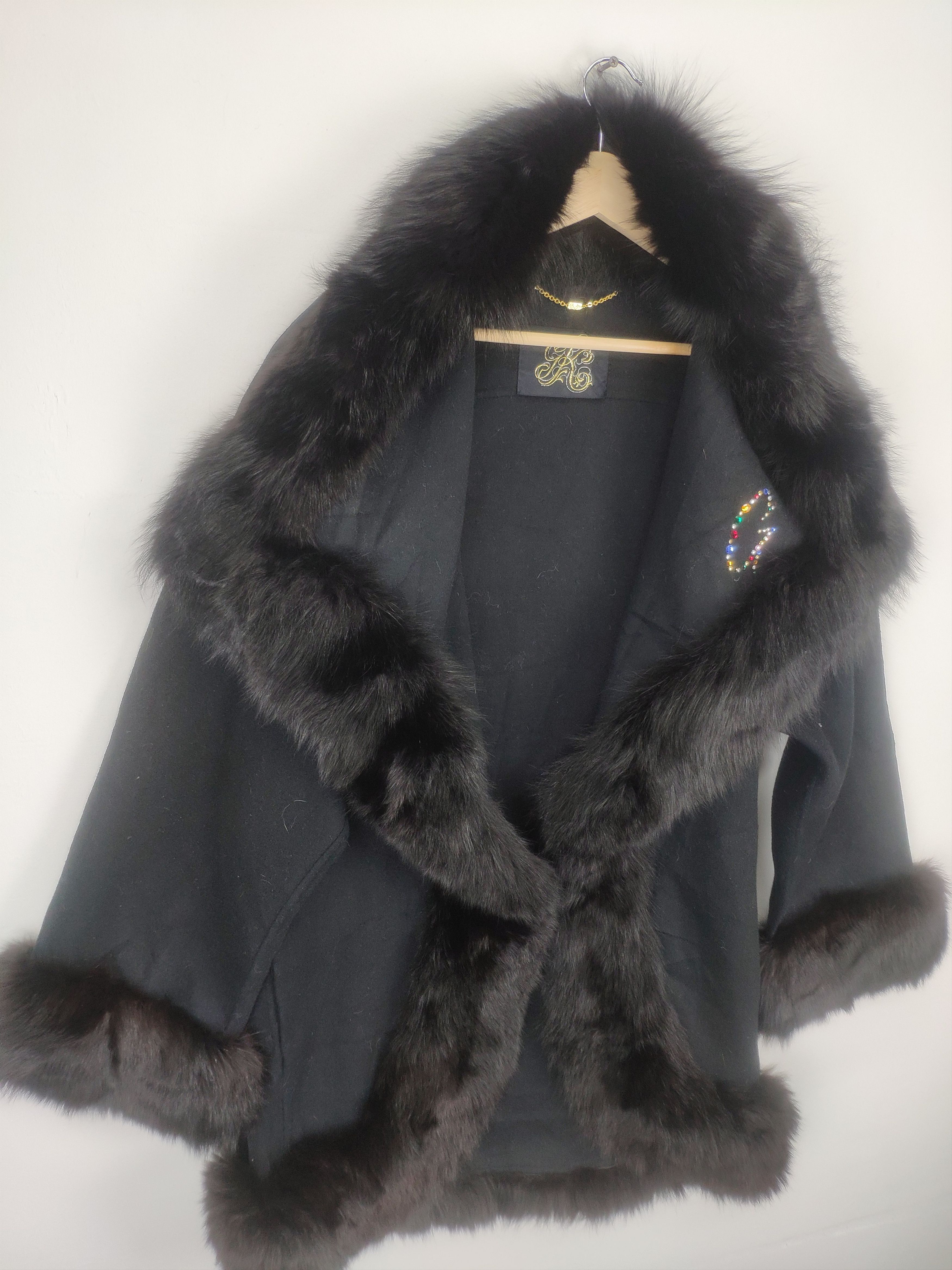 Designer × Japanese Brand OFFER 💥 Vintage Wool Faux Fur Cardigan Black Size L / US 10 / IT 46 - 3 Thumbnail