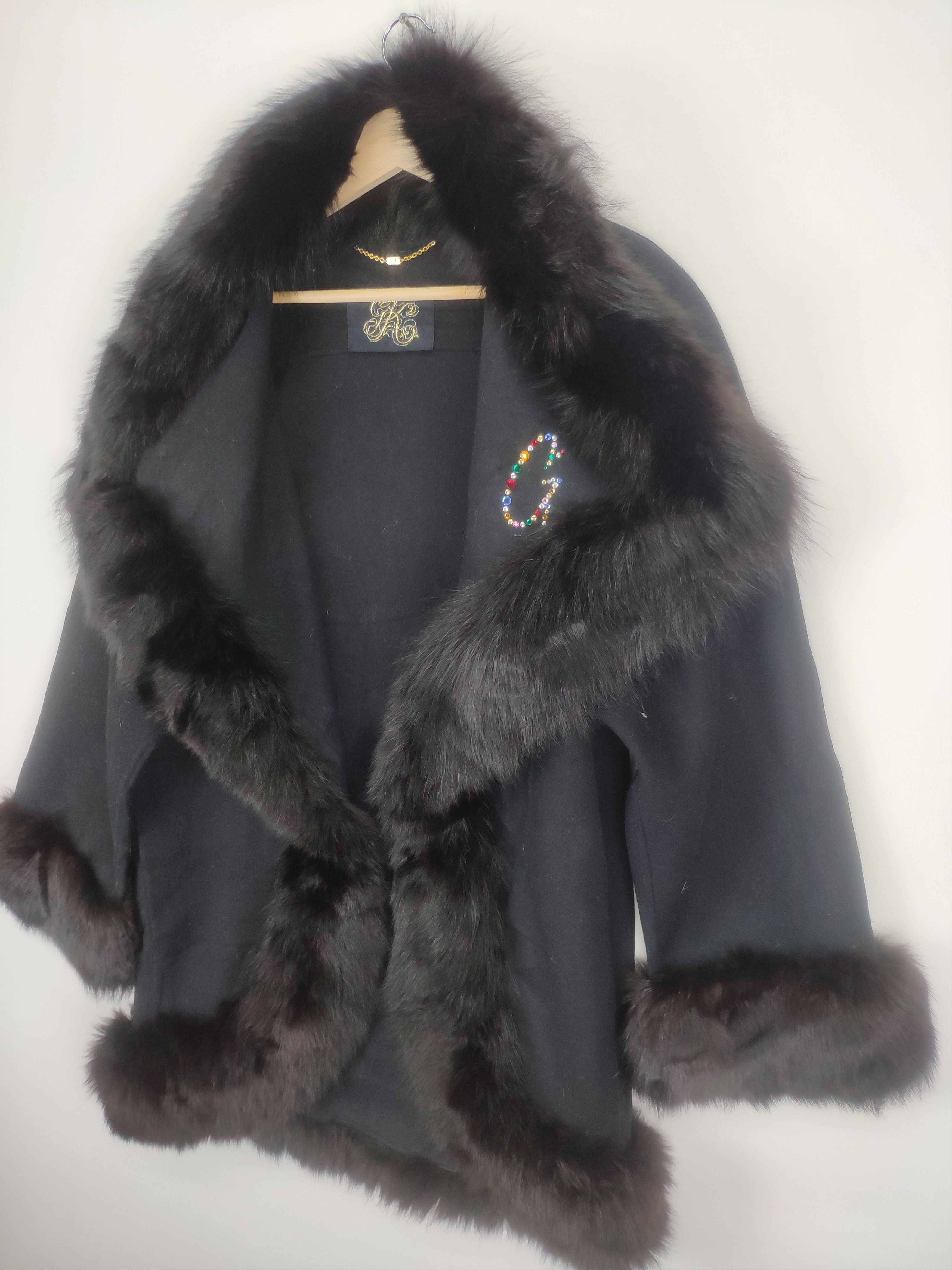 Designer × Japanese Brand OFFER 💥 Vintage Wool Faux Fur Cardigan Black Size L / US 10 / IT 46 - 2 Thumbnail