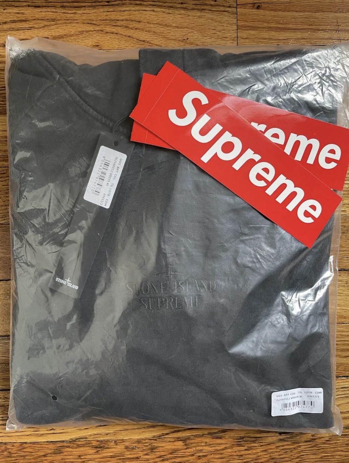 Supreme X Stone Island Stripe Hooded Sweatshirt Black XL