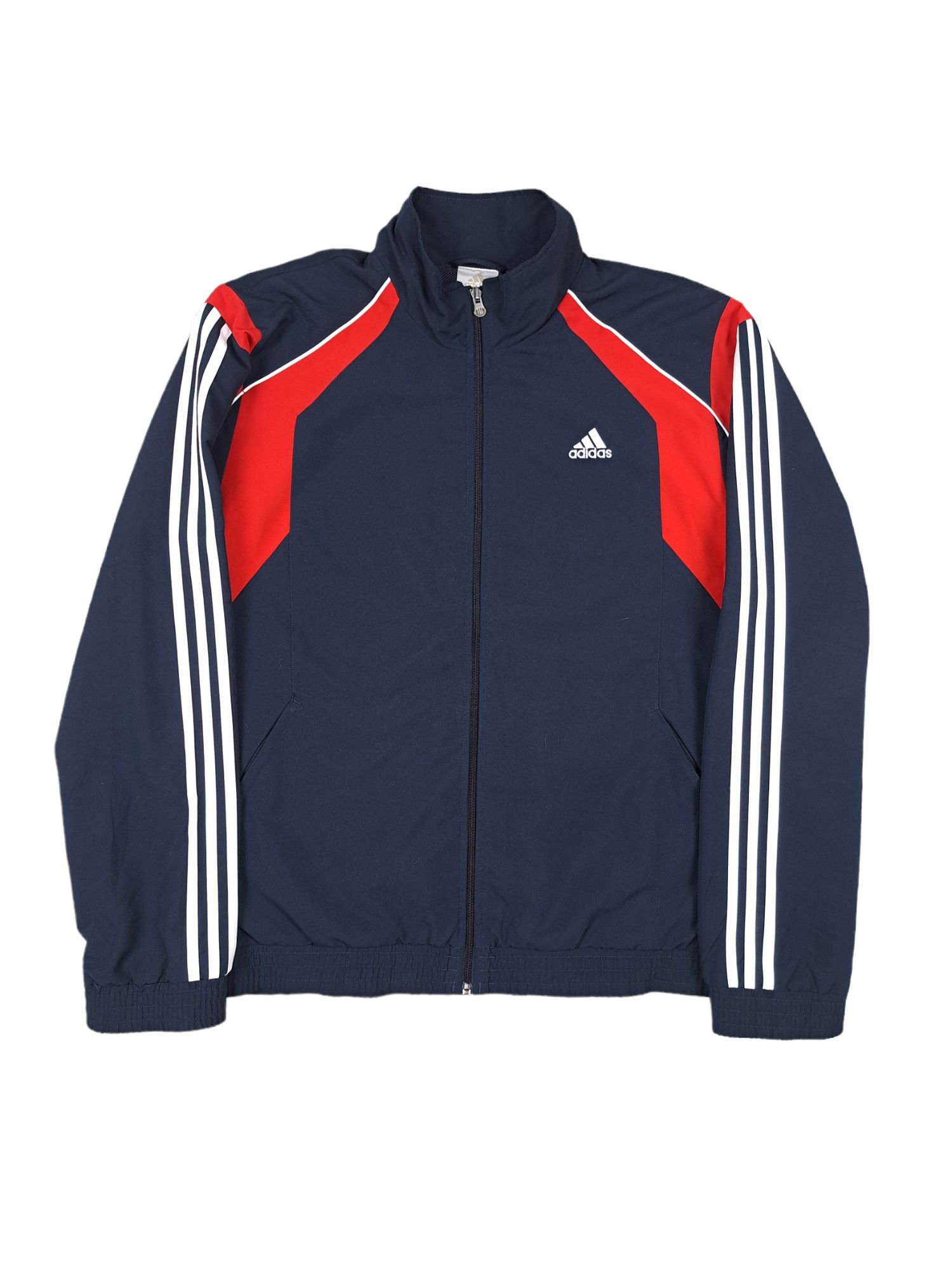 Adidas × Vintage 💎 Vintage Adidas Zip Up Three Stripe Light Jacket Navy Red Size US L / EU 52-54 / 3 - 1 Thumbnail