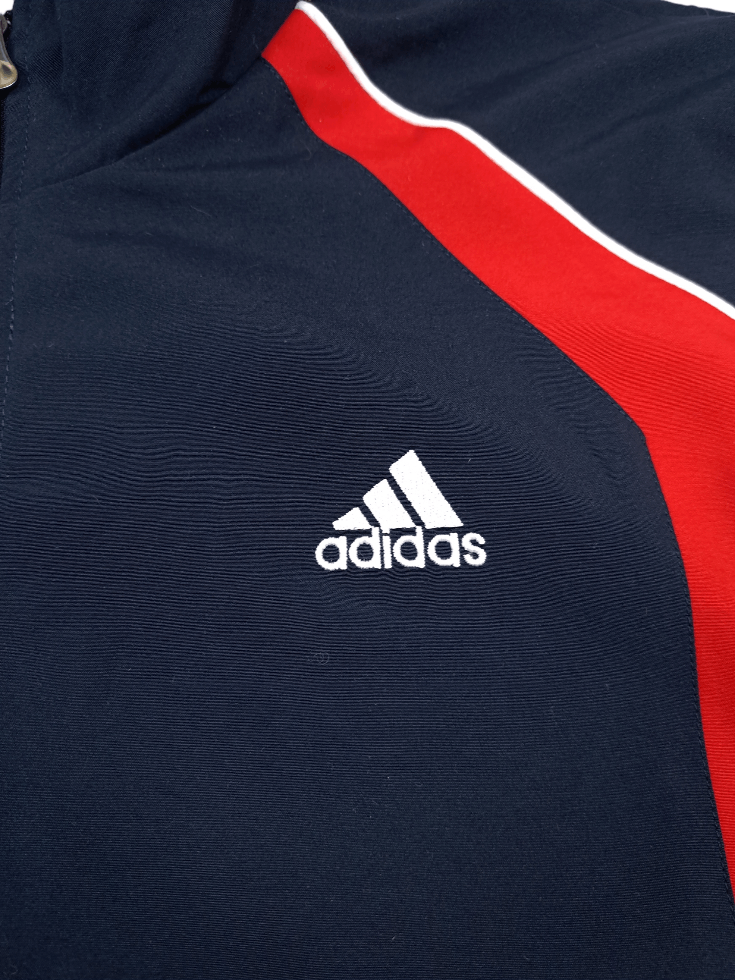Adidas × Vintage 💎 Vintage Adidas Zip Up Three Stripe Light Jacket Navy Red Size US L / EU 52-54 / 3 - 3 Thumbnail
