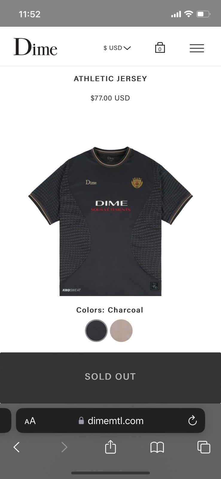 Dime DIME MTL ATHLETIC JERSEY CHARCOAL | Grailed