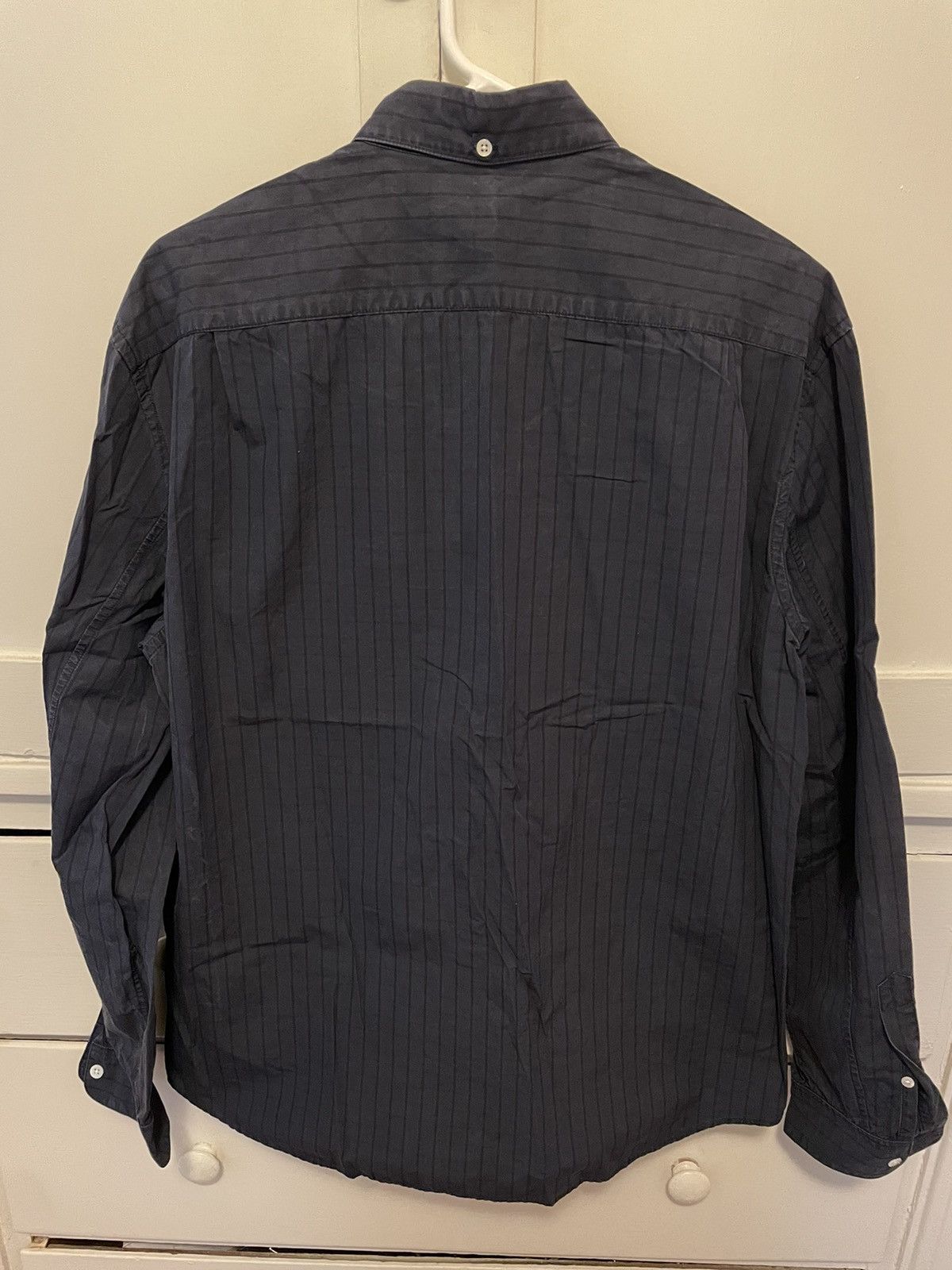 Steven Alan Steven Alan long sleeve button down, XL, navy w/ stripe Size US XL / EU 56 / 4 - 2 Thumbnail