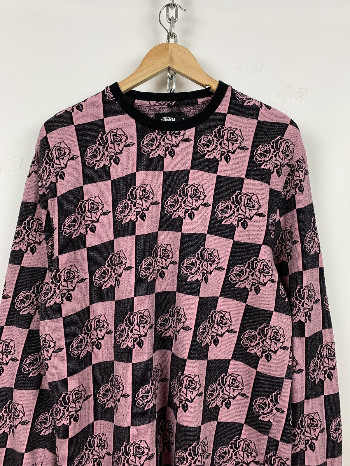 Stussy Vintage Stussy Rose Checkered Jacquard Long Sleeve Shirt Size US L / EU 52-54 / 3 - 3 Thumbnail