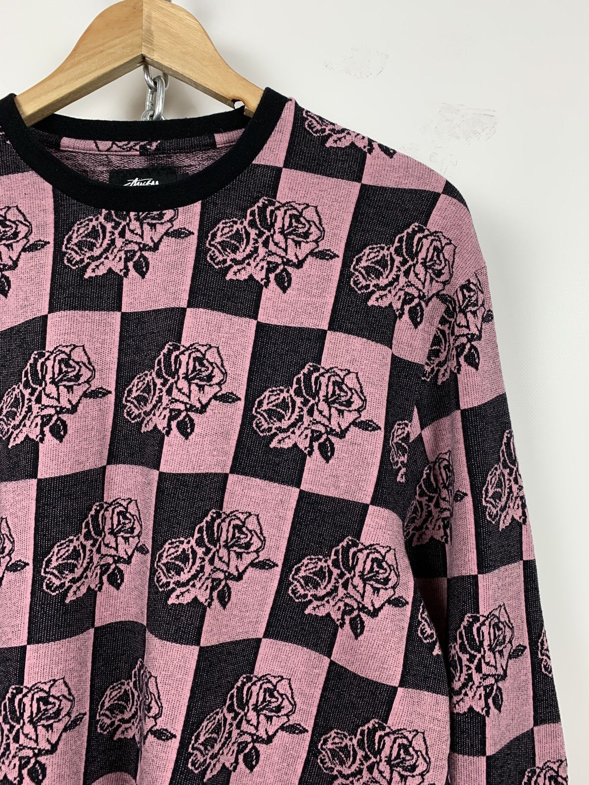 Stussy Vintage Stussy Rose Checkered Jacquard Long Sleeve Shirt Size US L / EU 52-54 / 3 - 4 Thumbnail