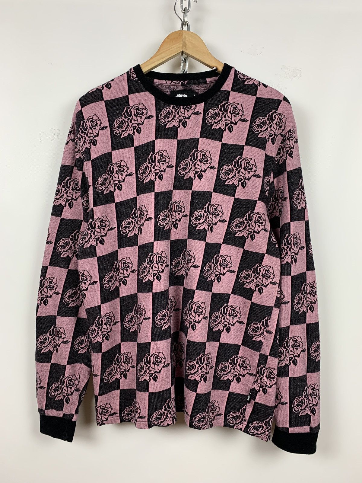 Stussy Vintage Stussy Rose Checkered Jacquard Long Sleeve Shirt Size US L / EU 52-54 / 3 - 1 Thumbnail