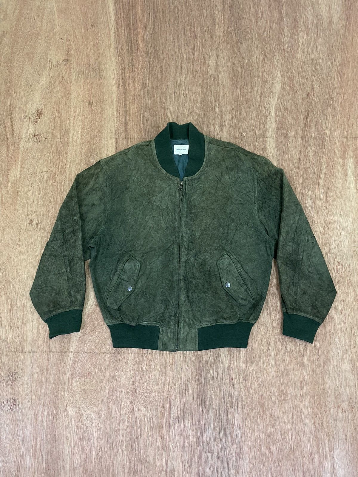 Designer × Melrose Vintage Men’s Melrose Back Spell Out Suede Bomber Jacket Size US M / EU 48-50 / 2 - 3 Thumbnail
