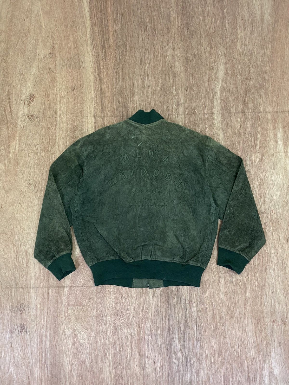 Designer × Melrose Vintage Men’s Melrose Back Spell Out Suede Bomber Jacket Size US M / EU 48-50 / 2 - 2 Thumbnail