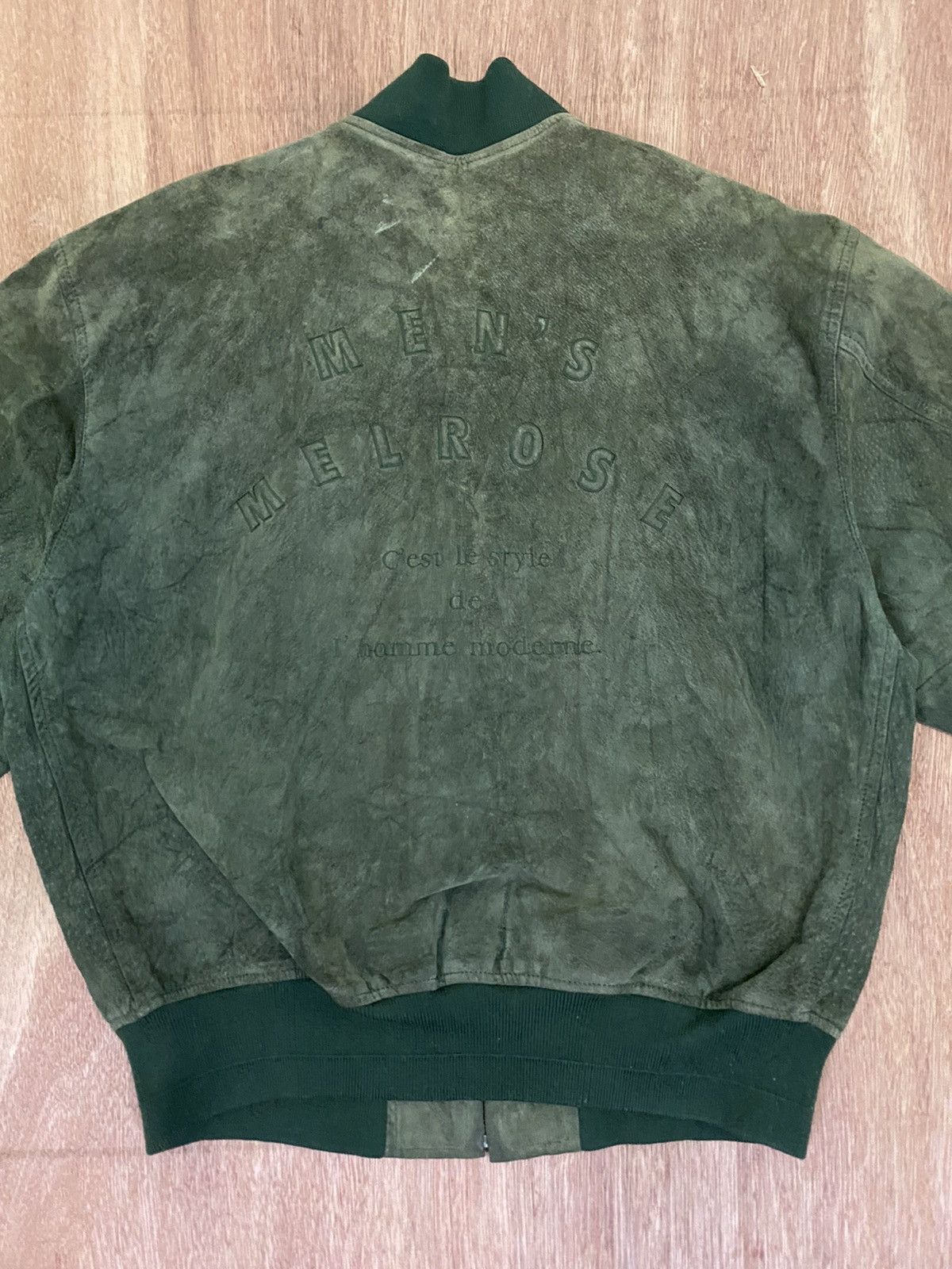 Designer × Melrose Vintage Men’s Melrose Back Spell Out Suede Bomber Jacket Size US M / EU 48-50 / 2 - 1 Thumbnail