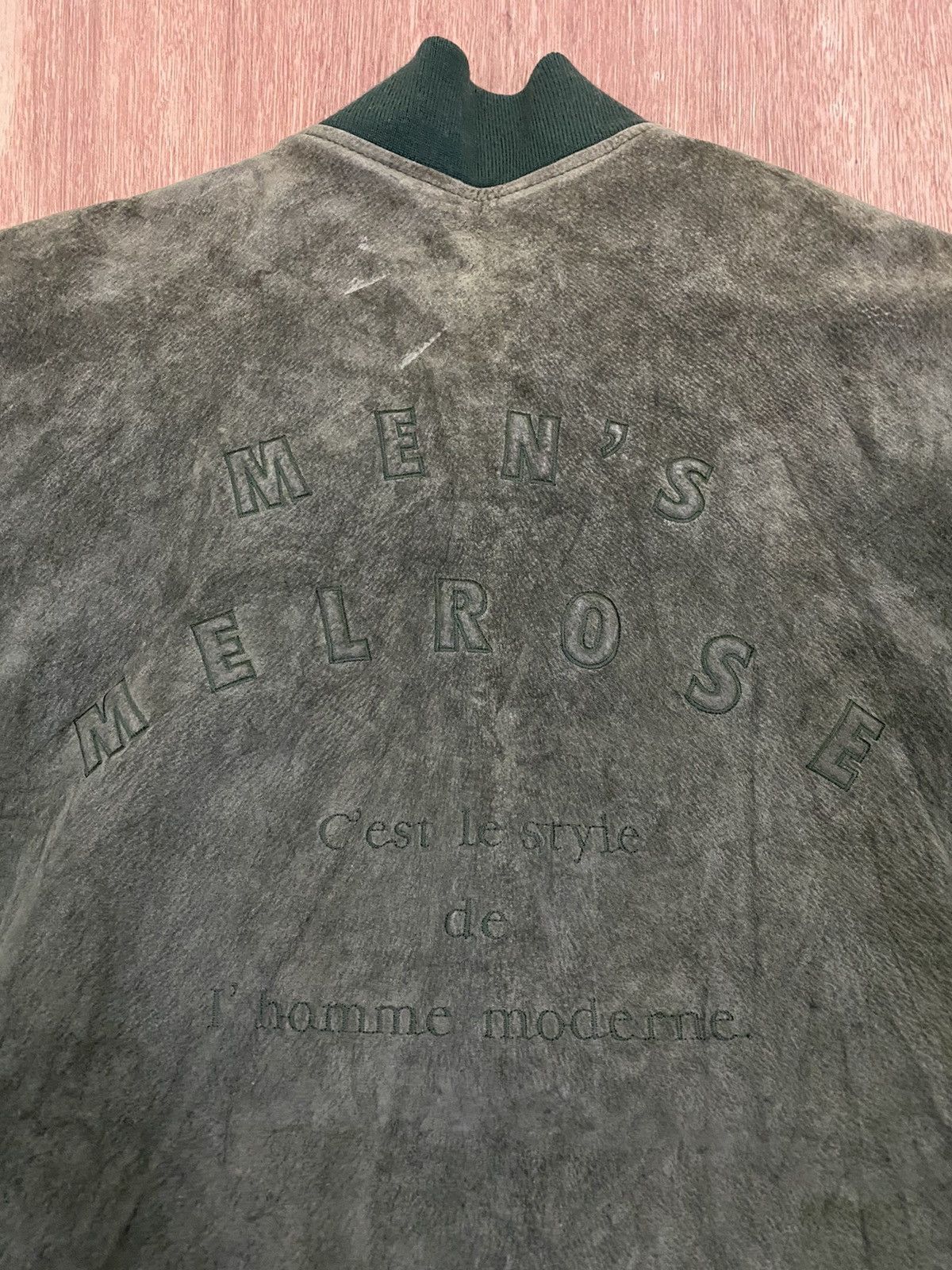 Designer × Melrose Vintage Men’s Melrose Back Spell Out Suede Bomber Jacket Size US M / EU 48-50 / 2 - 12 Thumbnail