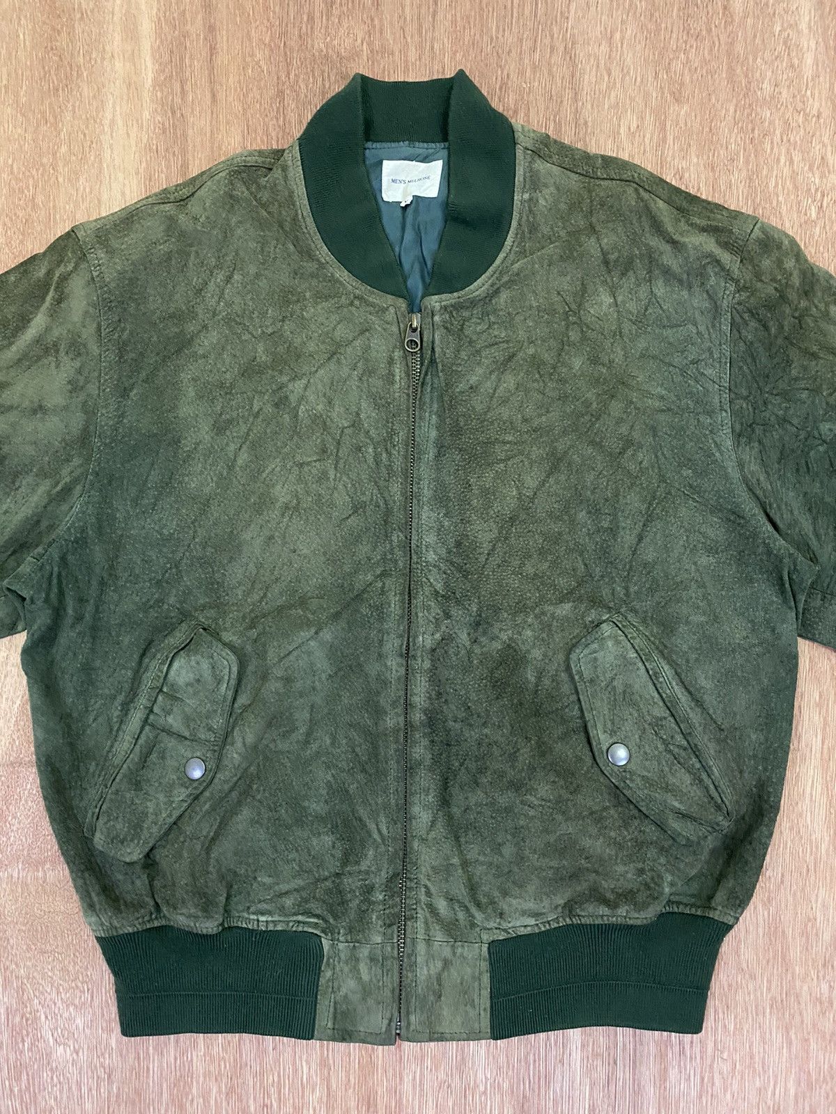 Designer × Melrose Vintage Men’s Melrose Back Spell Out Suede Bomber Jacket Size US M / EU 48-50 / 2 - 4 Thumbnail