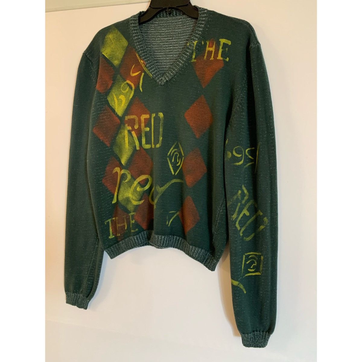 Vintage Vintage Argyle V Neck Sweater Size US M / EU 48-50 / 2 - 12 Thumbnail