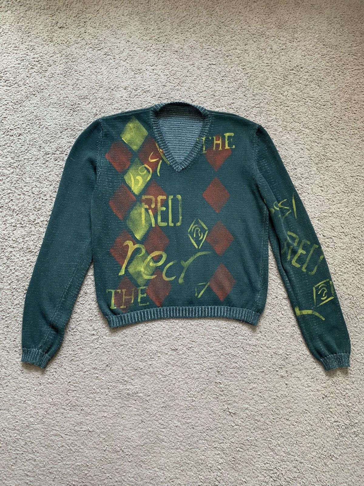 Vintage Vintage Argyle V Neck Sweater Size US M / EU 48-50 / 2 - 7 Thumbnail