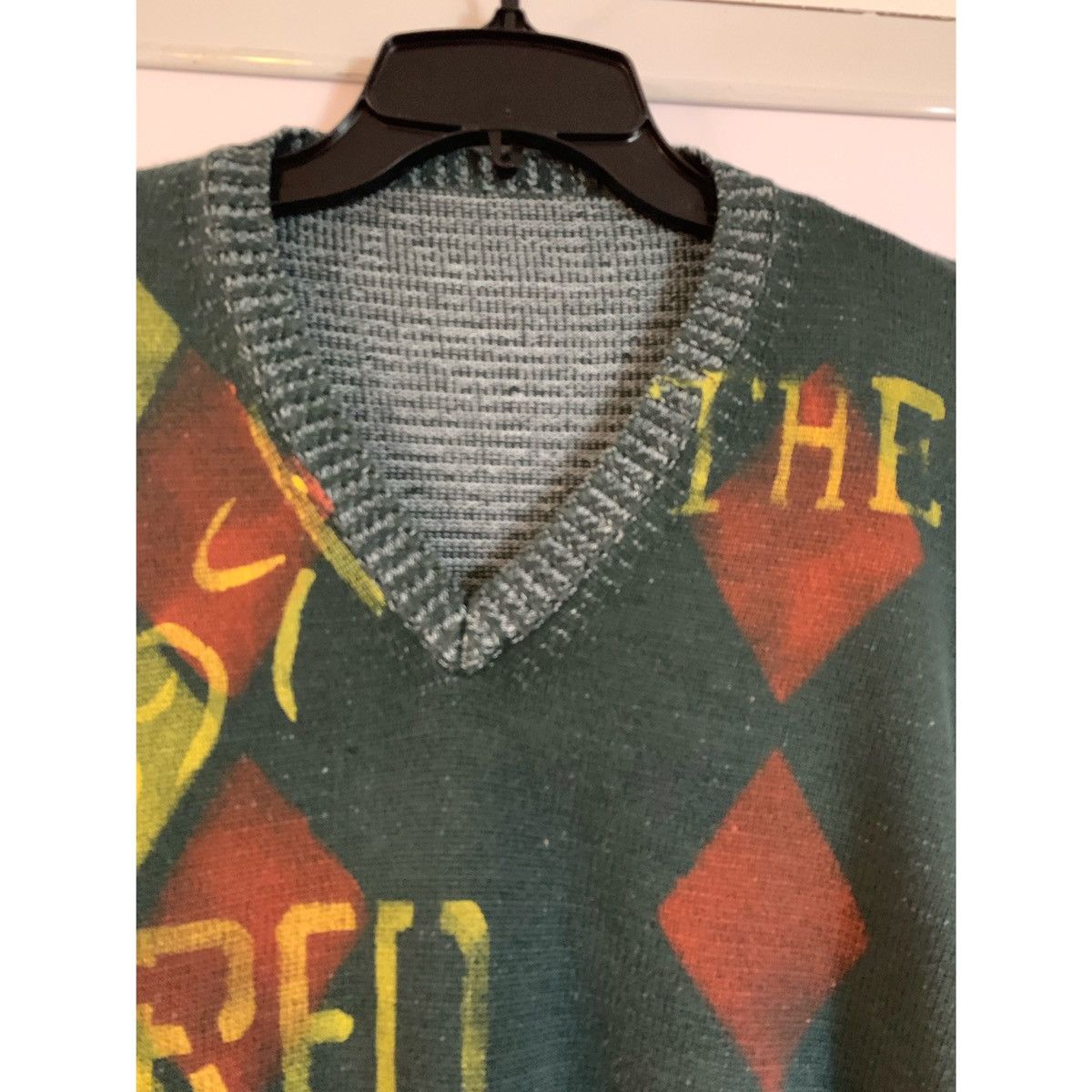 Vintage Vintage Argyle V Neck Sweater Size US M / EU 48-50 / 2 - 2 Thumbnail