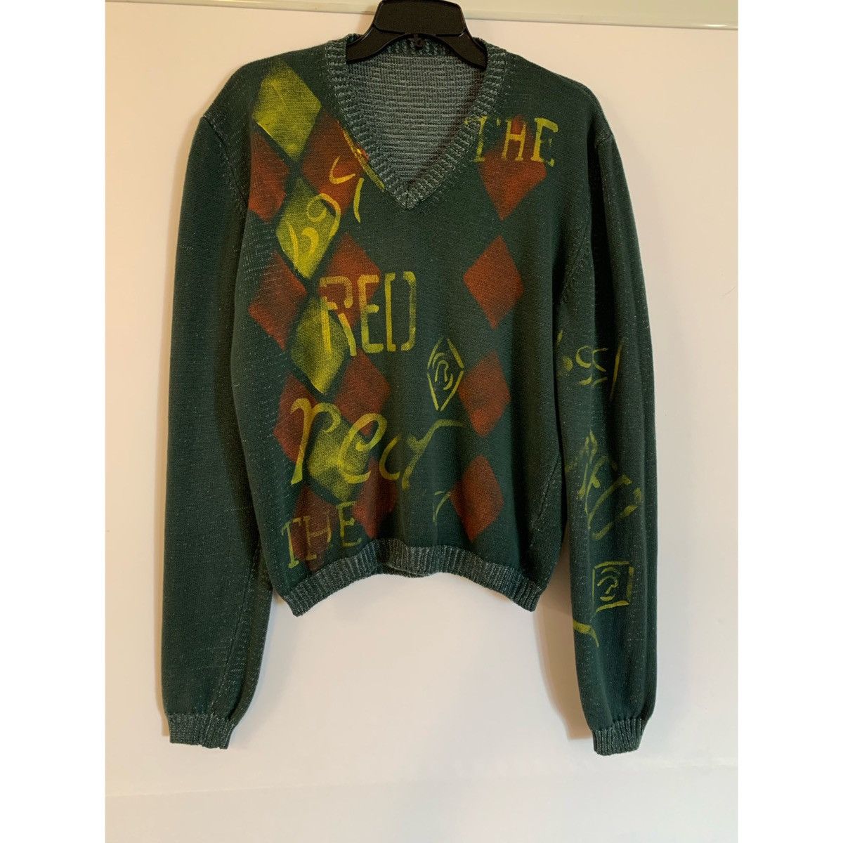 Vintage Vintage Argyle V Neck Sweater Size US M / EU 48-50 / 2 - 1 Thumbnail