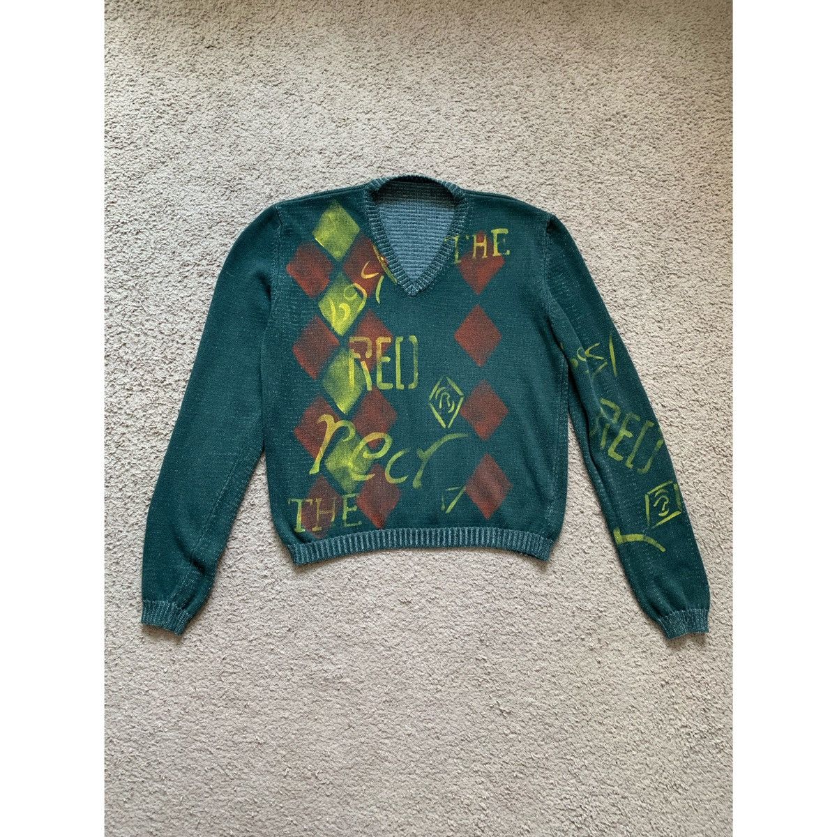 Vintage Vintage Argyle V Neck Sweater Size US M / EU 48-50 / 2 - 9 Thumbnail