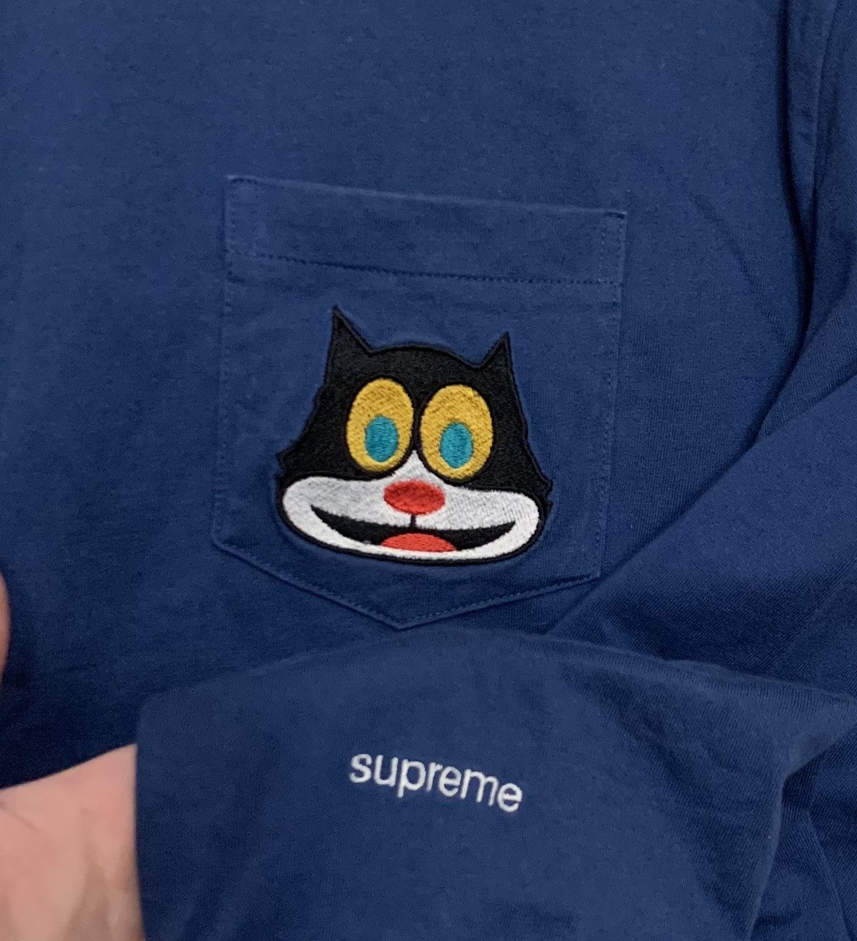 Supreme Supreme FW19 embroidered cat long sleeve t-shirt | Grailed