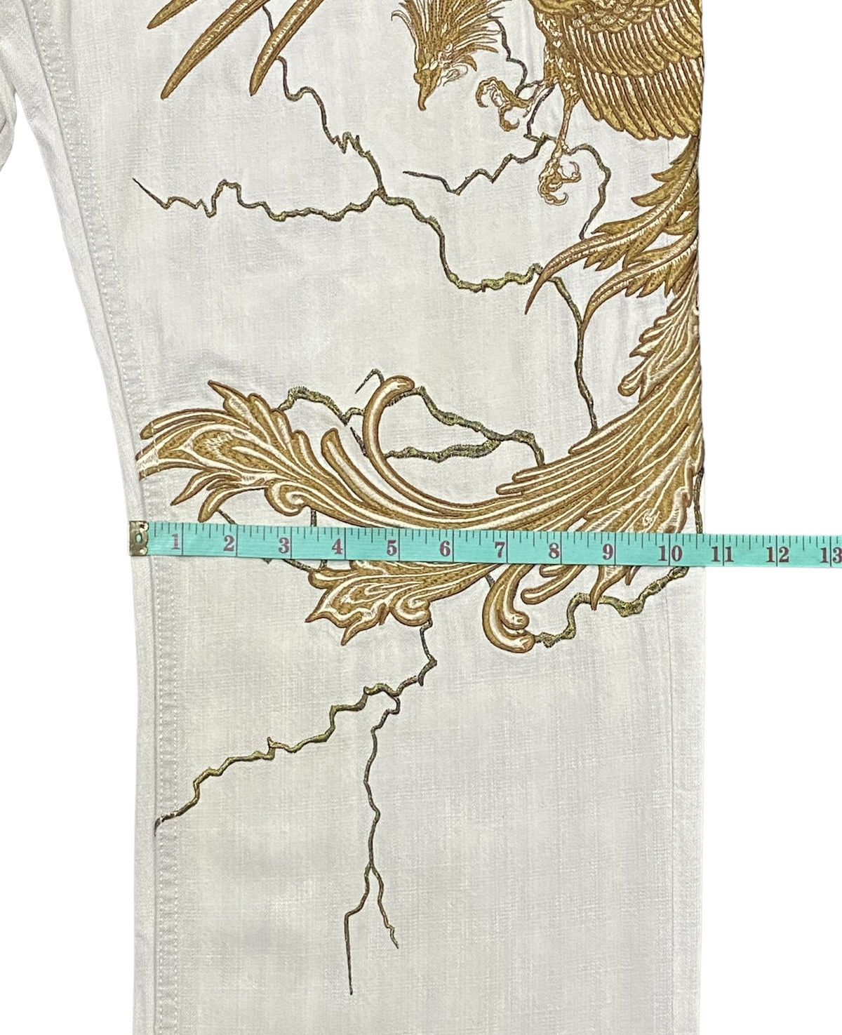 Japanese Brand Karakuri Tamashii Birds And Lightning Embroidery Denim Jeans Size US 36 / EU 52 - 9 Thumbnail