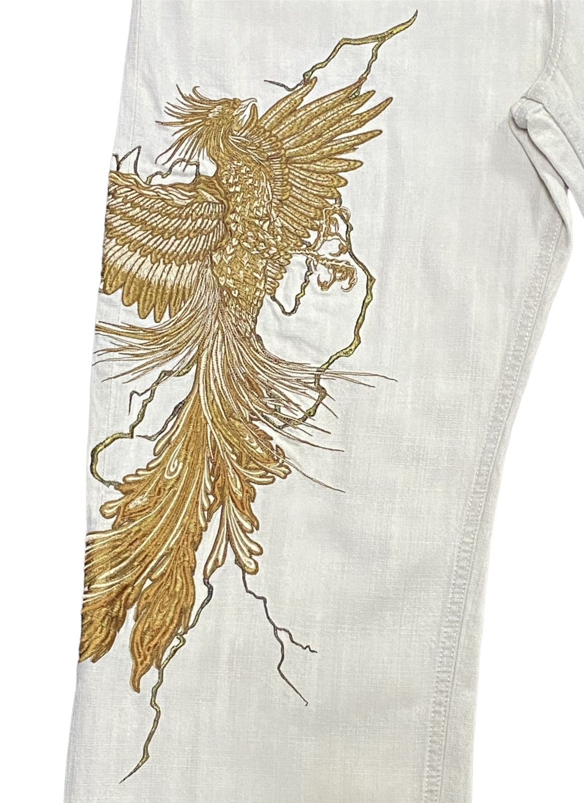 Japanese Brand Karakuri Tamashii Birds And Lightning Embroidery Denim Jeans Size US 36 / EU 52 - 17 Thumbnail