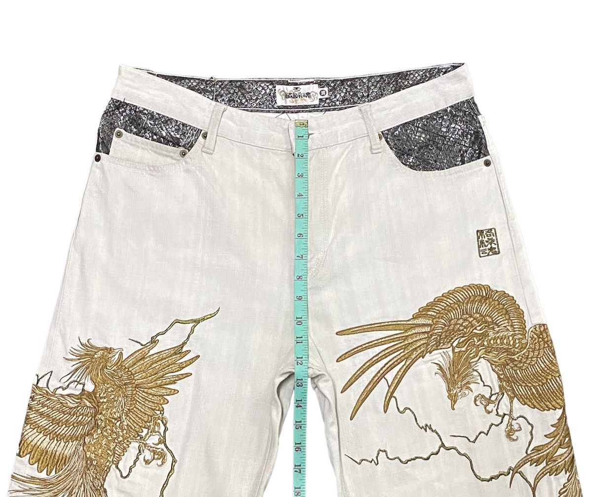 Japanese Brand Karakuri Tamashii Birds And Lightning Embroidery Denim Jeans Size US 36 / EU 52 - 5 Thumbnail