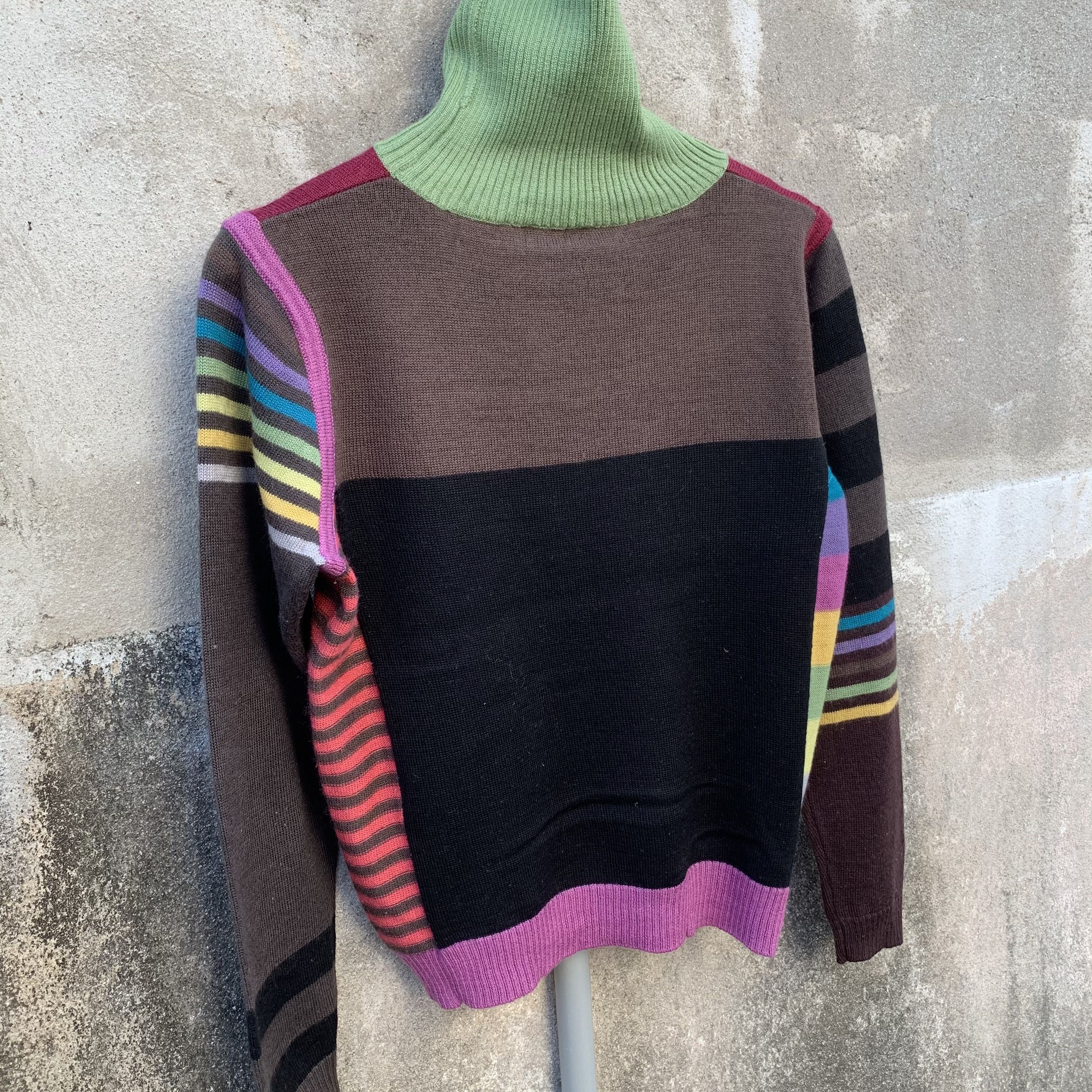 Aran Isles Knitwear VALLETTA Japan Brand Knit Multicolor Crop Turtleneck Sweater Size US S / EU 44-46 / 1 - 12 Thumbnail