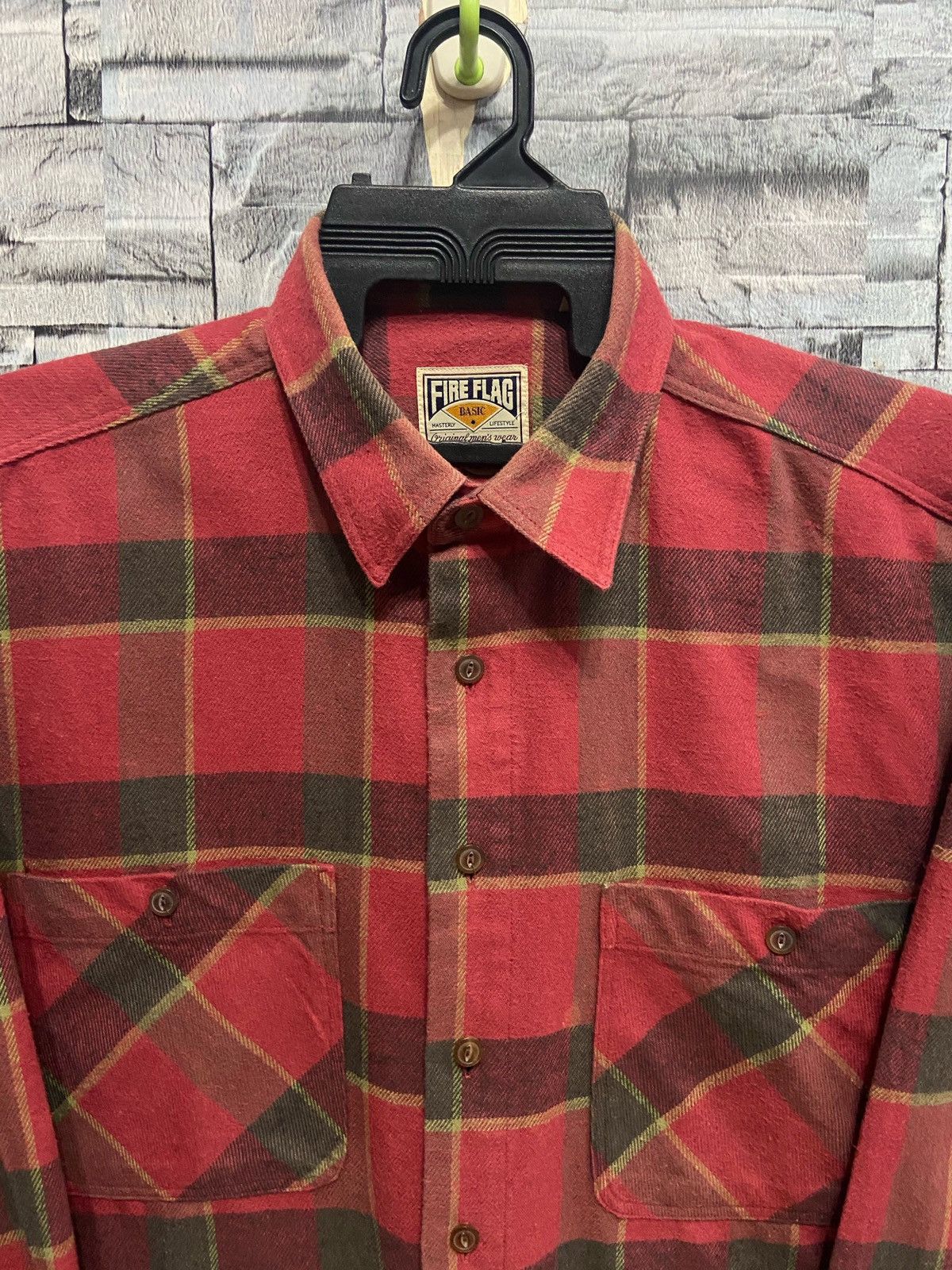 Japanese Brand Vintage Flannel Fire Flag double pocket plaid LL fit XL Size US XL / EU 56 / 4 - 2 Thumbnail