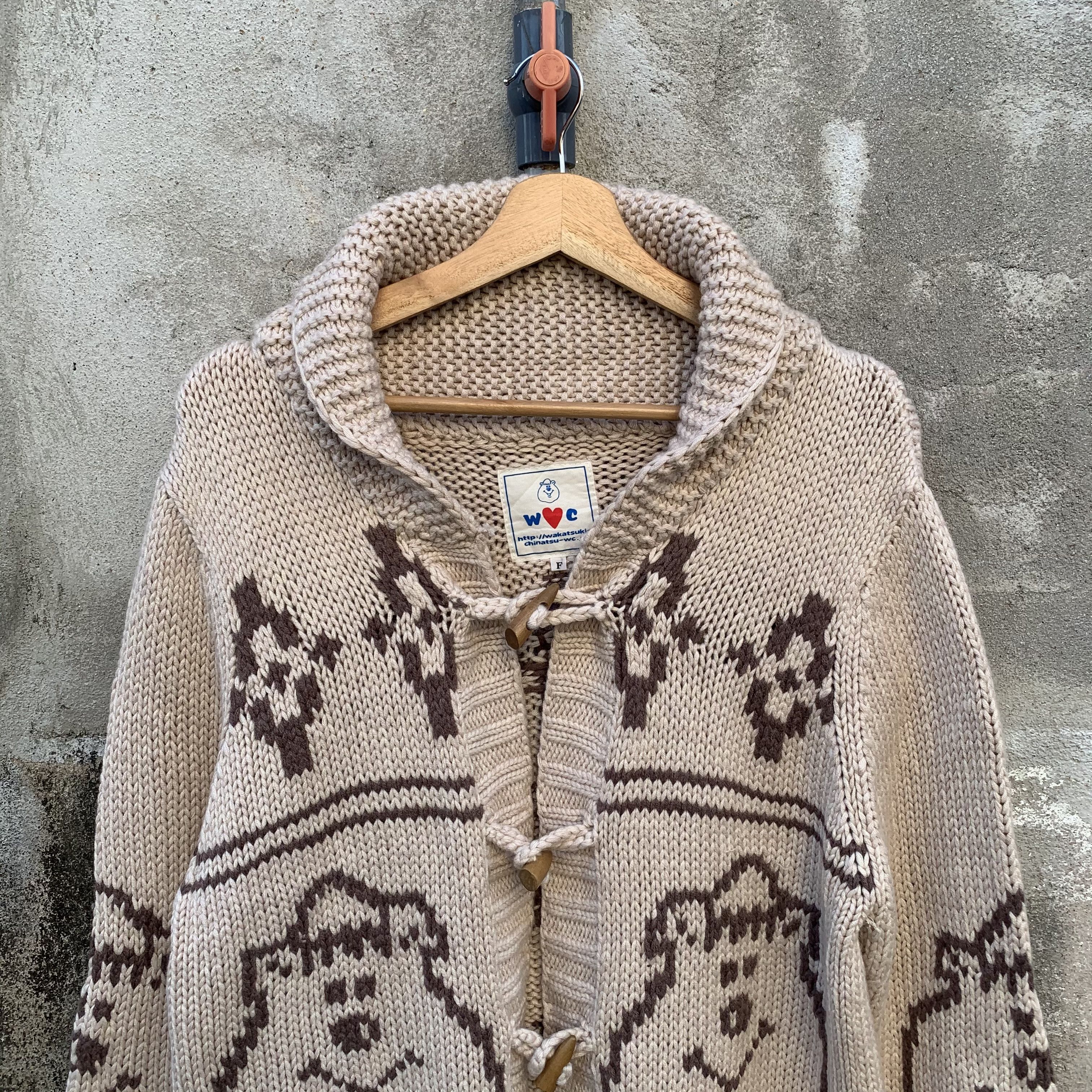 Aran Isles Knitwear WAKATSUKI Japanese Knit Shawl Collar RARE Cardigan Sweater Size US M / EU 48-50 / 2 - 3 Thumbnail