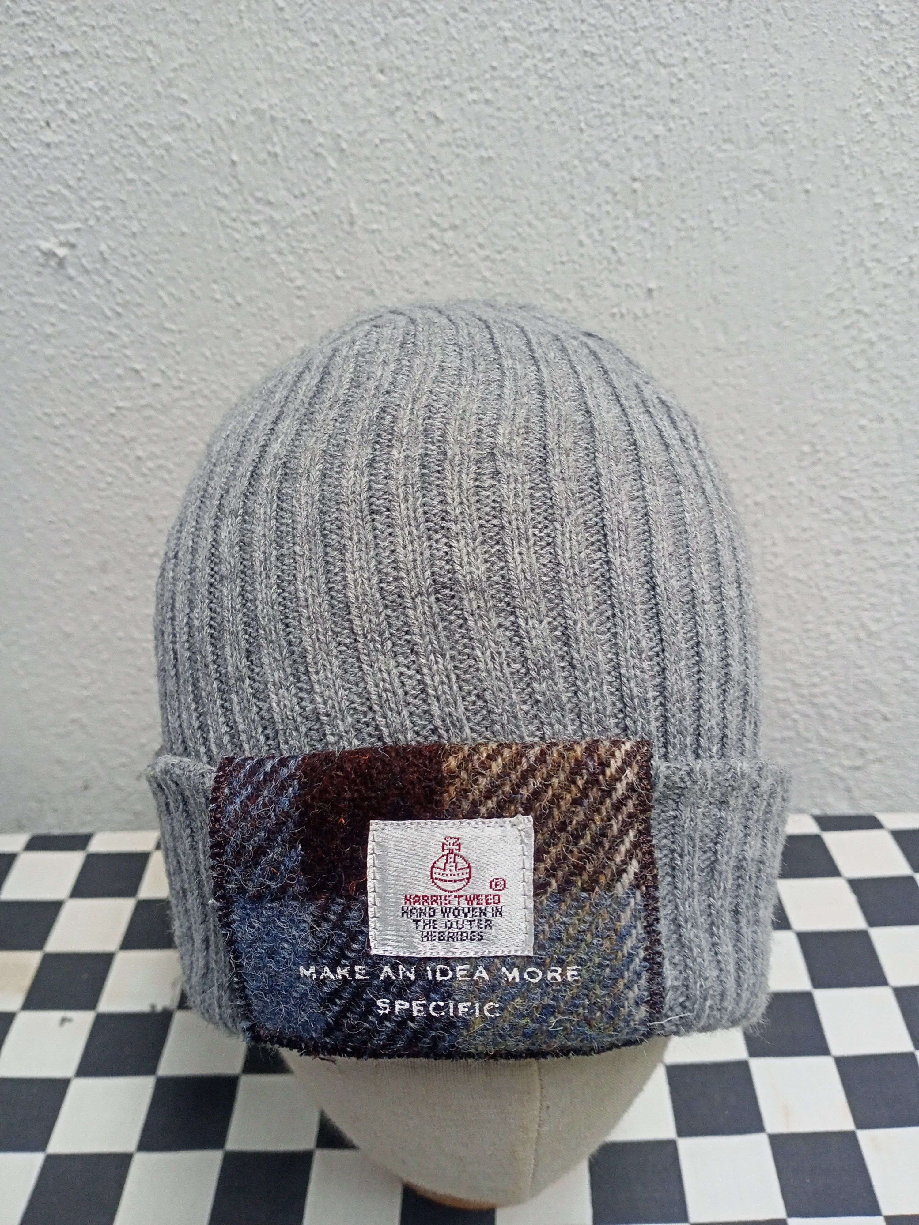 Harris Tweed Vintage Harris Tweed Gray Beanie Hat Luxury Designer Size ONE SIZE - 2 Thumbnail