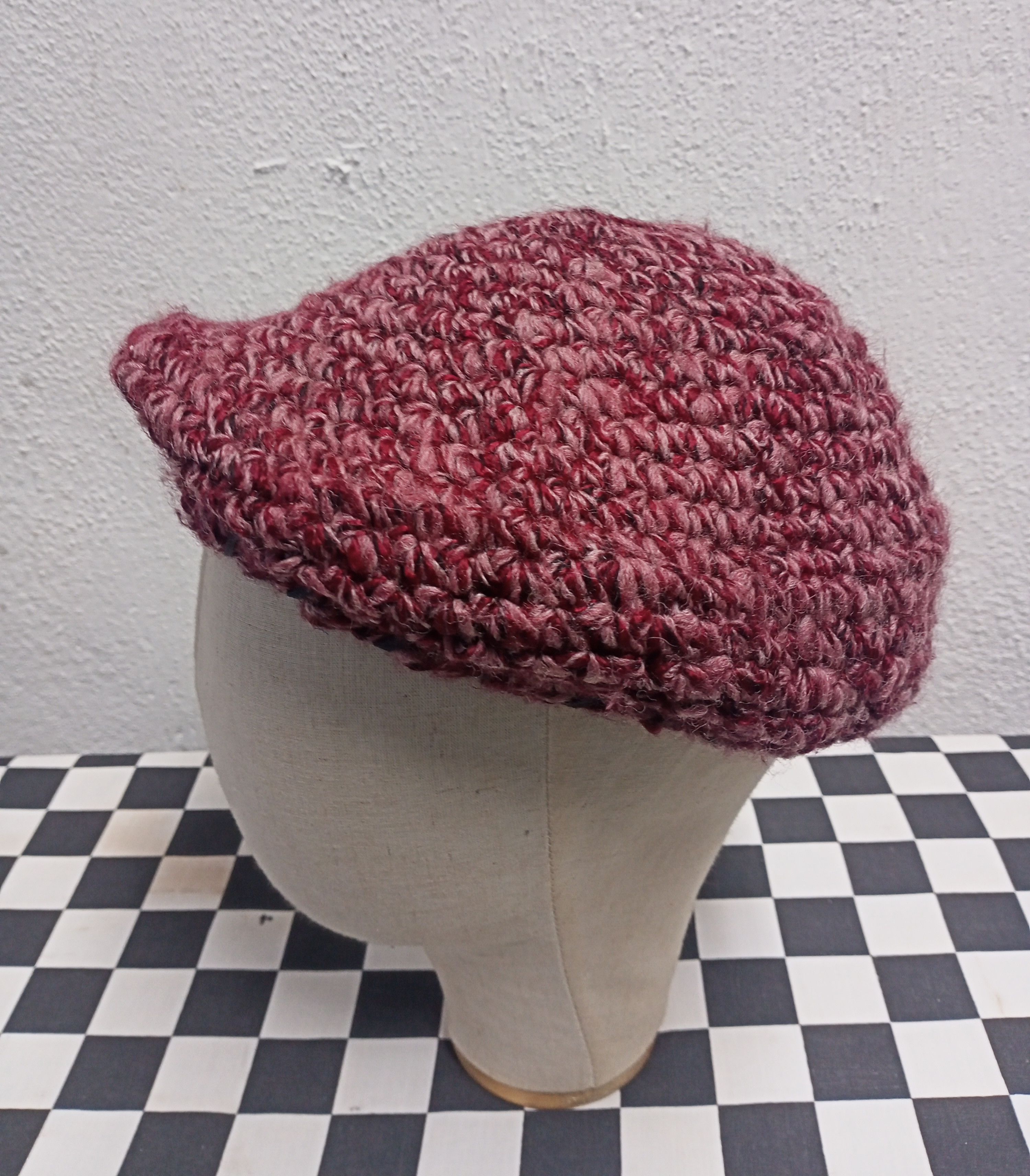 Vintage Vintage Knit Wool Beret Hat Crochet Size ONE SIZE - 3 Thumbnail