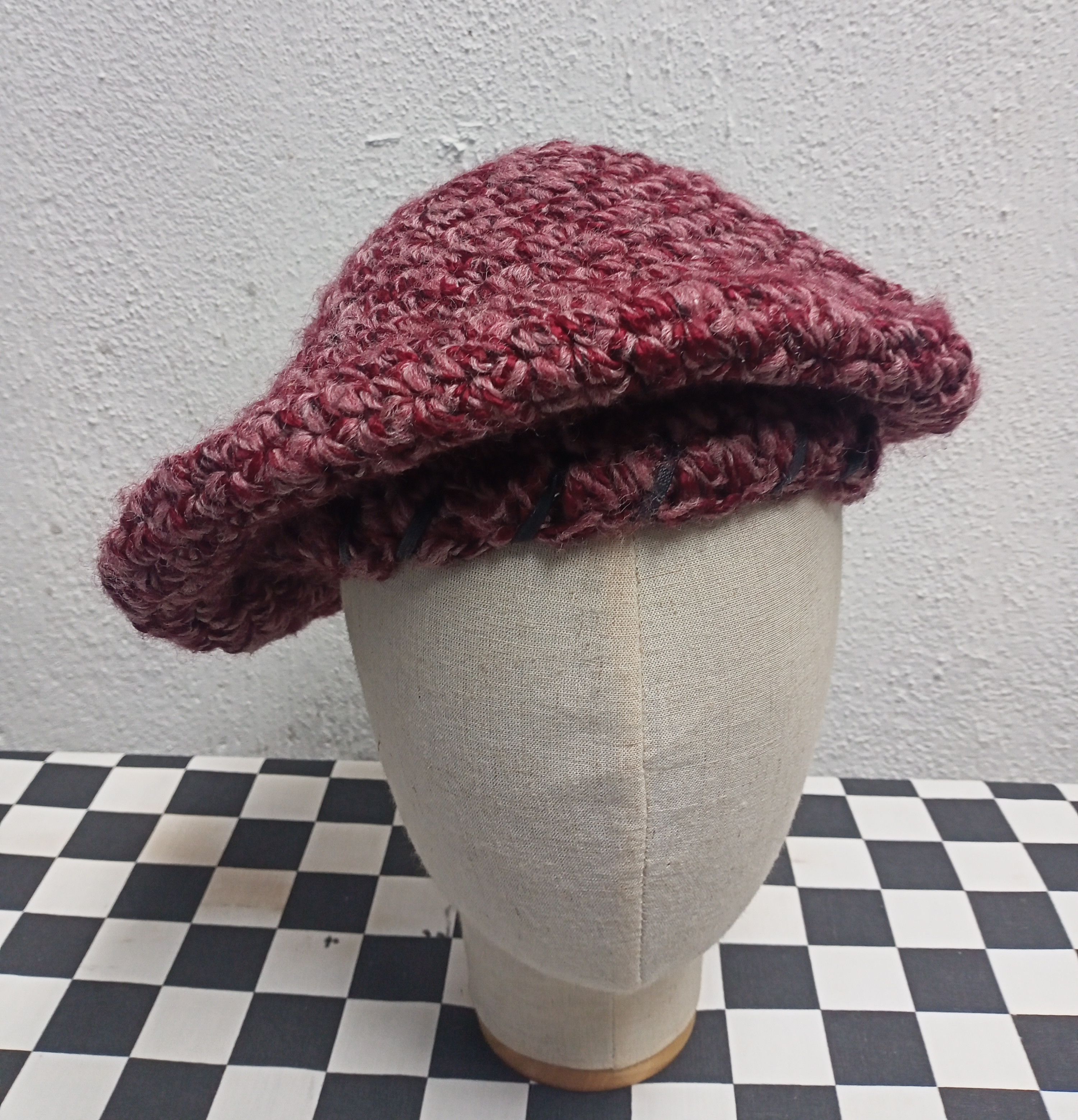 Vintage Vintage Knit Wool Beret Hat Crochet Size ONE SIZE - 2 Thumbnail