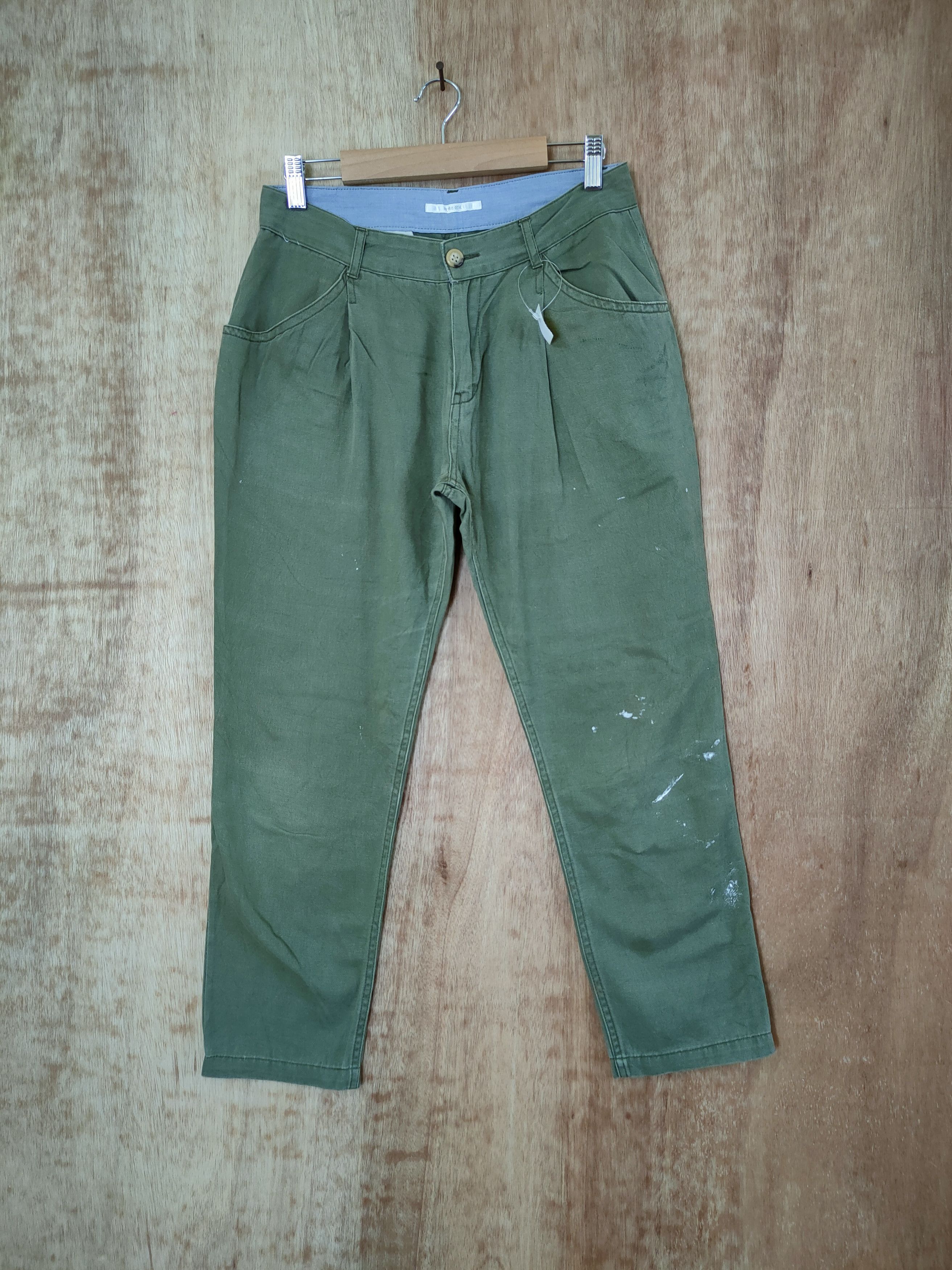DLL Retro Girl green cropped pants japan painter #46-316