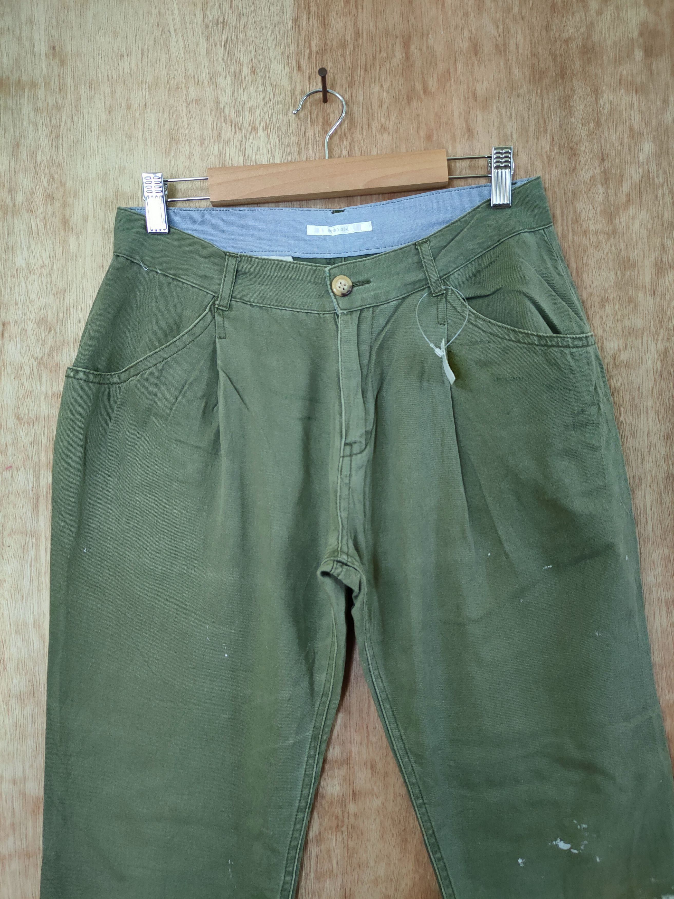 Japanese Brand DLL Retro Girl green cropped pants japan painter #46-316 Size US 28 / EU 44 - 3 Thumbnail