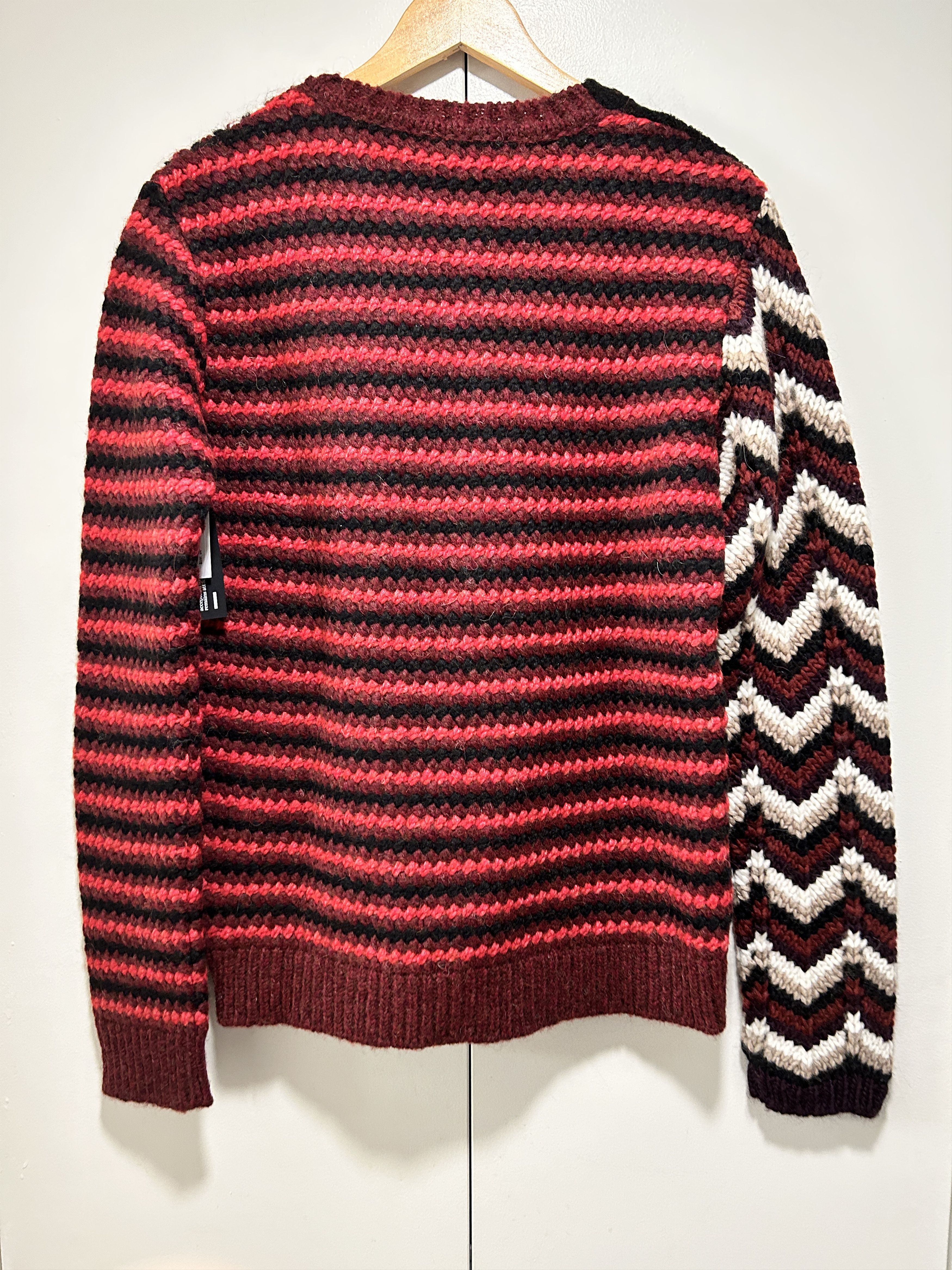Marni MARNI Patchwork roundneck crochet knit sweater 'Wine' IT 44 Size M / US 6-8 / IT 42-44 - 3 Thumbnail