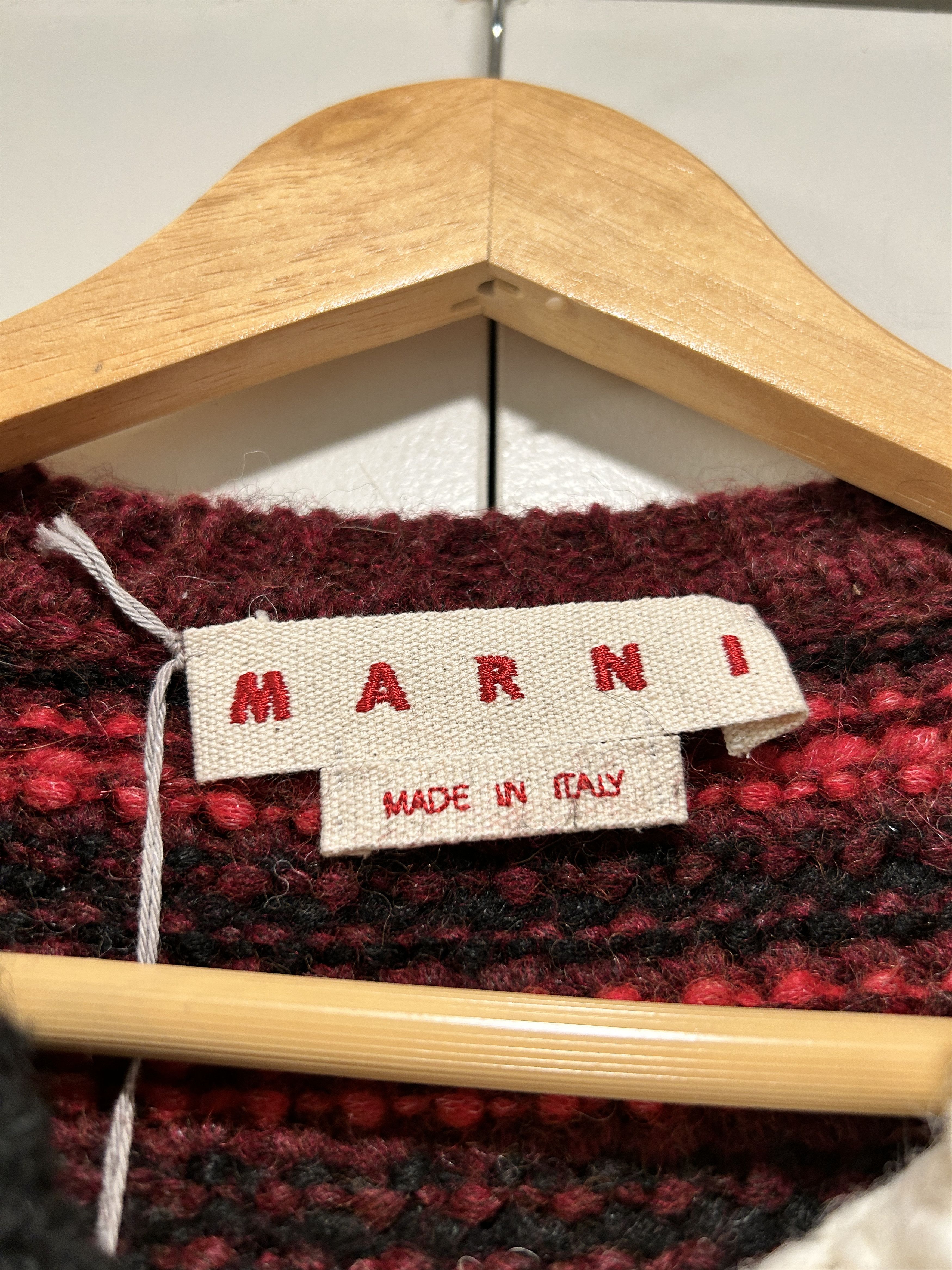 Marni MARNI Patchwork roundneck crochet knit sweater 'Wine' IT 44 Size M / US 6-8 / IT 42-44 - 7 Thumbnail
