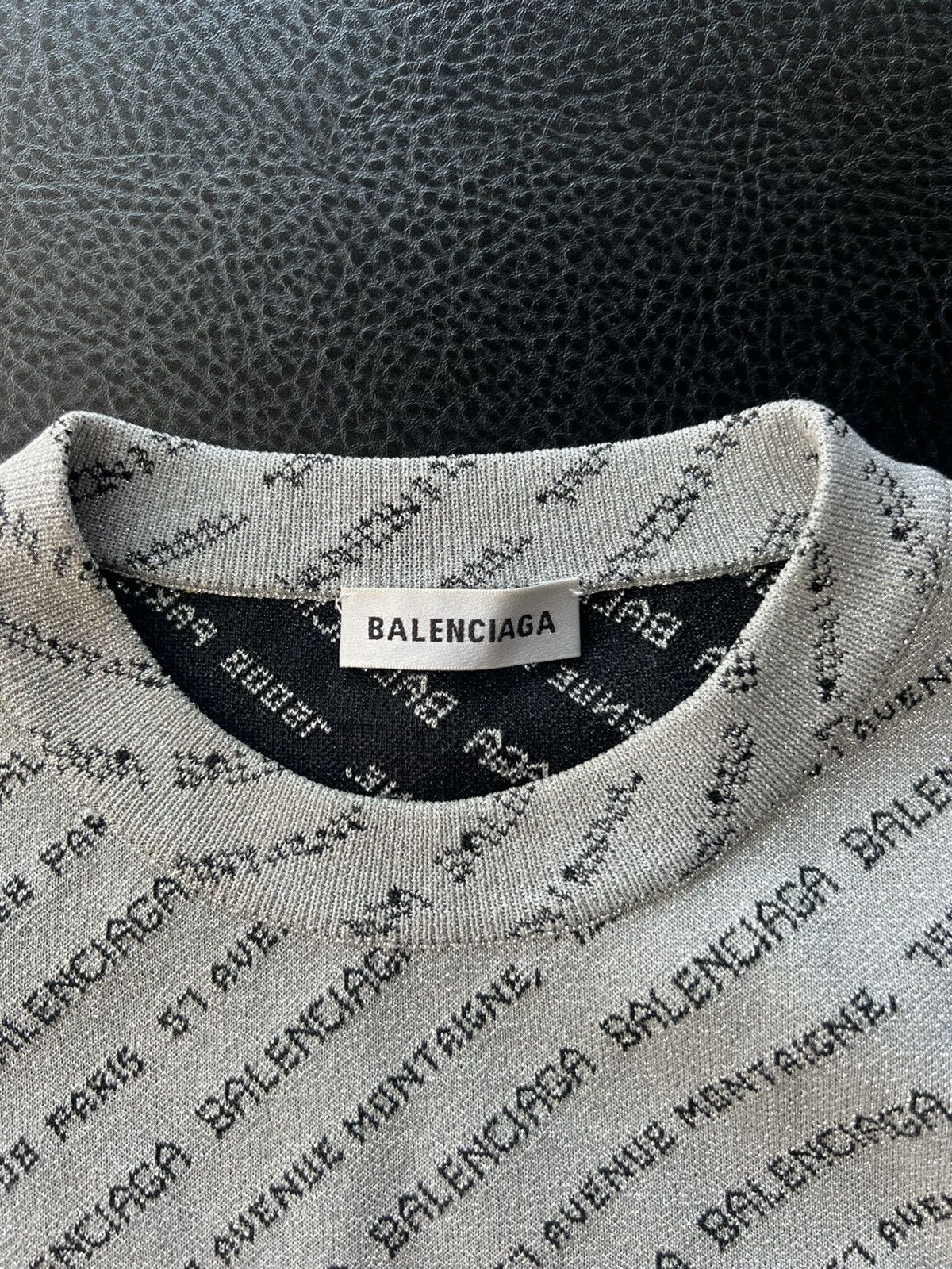Balenciaga Balenciaga Silver All Over Logo Lurex Knit Crewneck Sweater Size US S / EU 44-46 / 1 - 3 Thumbnail