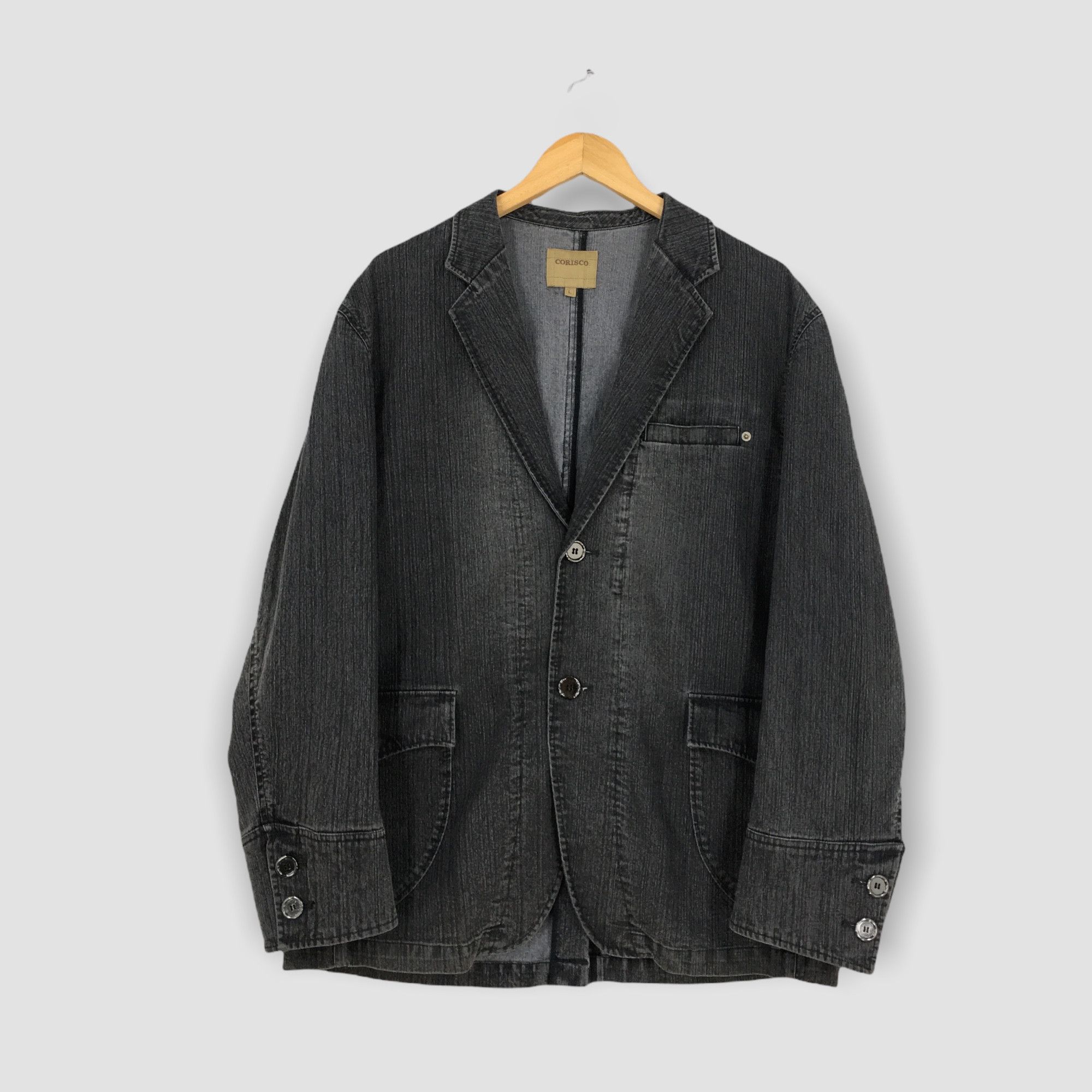 image of Denim Jacket x Vintage 1980S Denim Jeans Workwear Black Jacket Large, Men's
