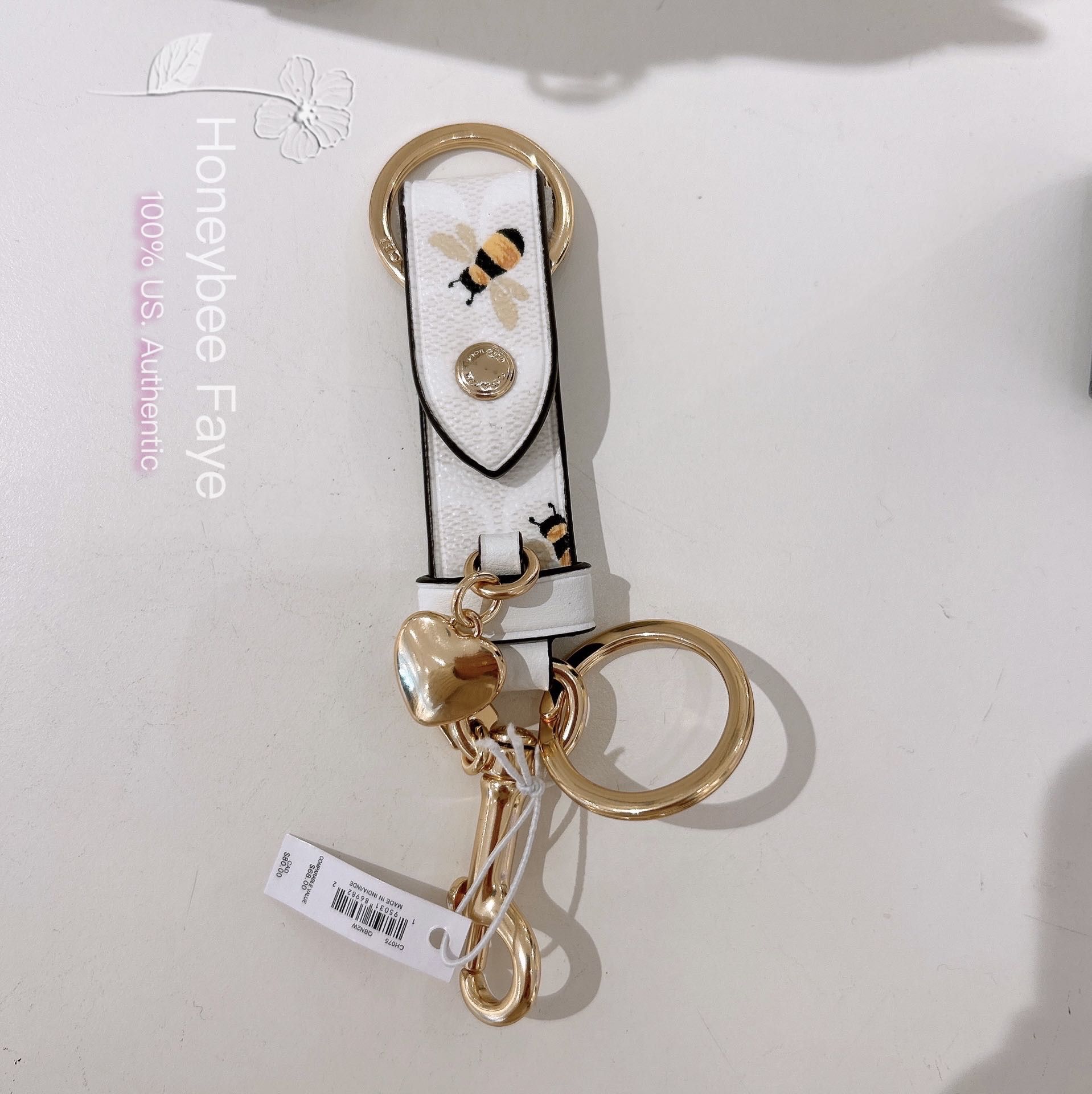 Coach Trigger Snap Bag Charm In Signature Canvas With Bee Print Grailed