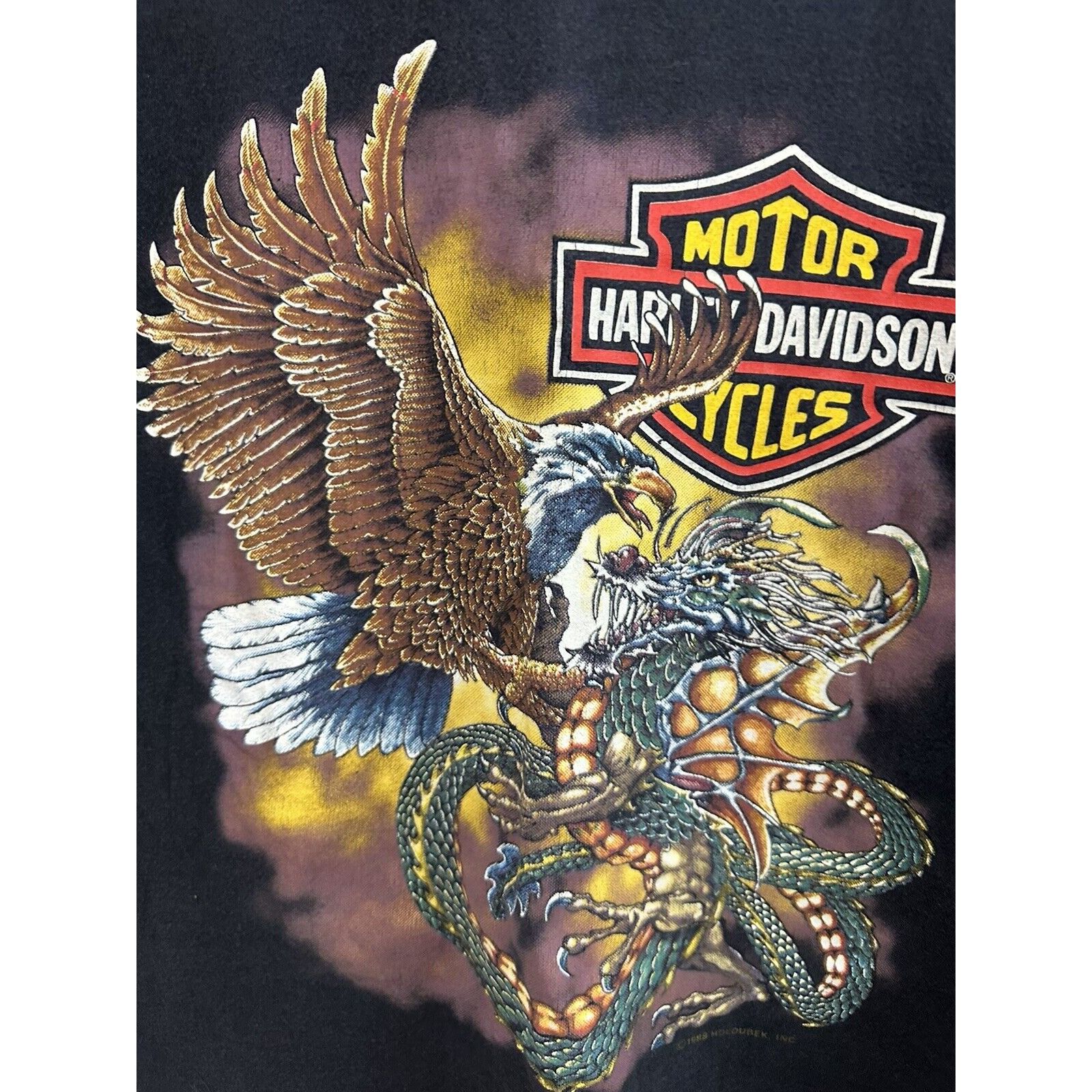 Vintage VTG Harley-Davidson Eagle Dragon Fight Bold T-Shirt L Size US L / EU 52-54 / 3 - 3 Thumbnail