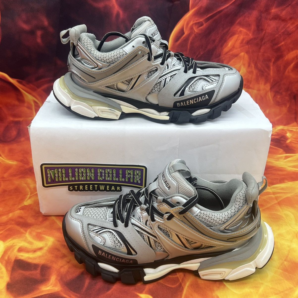Balenciaga Track sneaker ‘metallic silver’ Sz- 6M/39EU Size US 6 / EU 39 - 1 Thumbnail