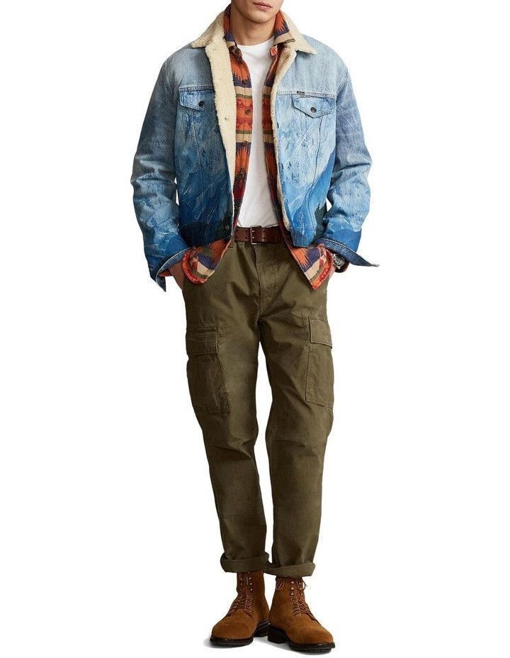 Polo Ralph Lauren Mountain Graphic Print Sherpa Fleece-Lined Trucker Jacket Size US M / EU 48-50 / 2 - 4 Thumbnail