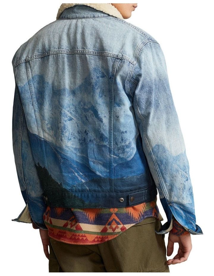 Polo Ralph Lauren Mountain Graphic Print Sherpa Fleece-Lined Trucker Jacket Size US M / EU 48-50 / 2 - 3 Thumbnail