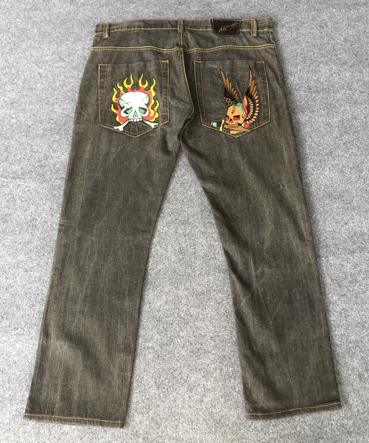 image of Y2Ked Hardy By Christian Audigierskull Faded Jeans in Fade To Grey, Men's (Size 41)