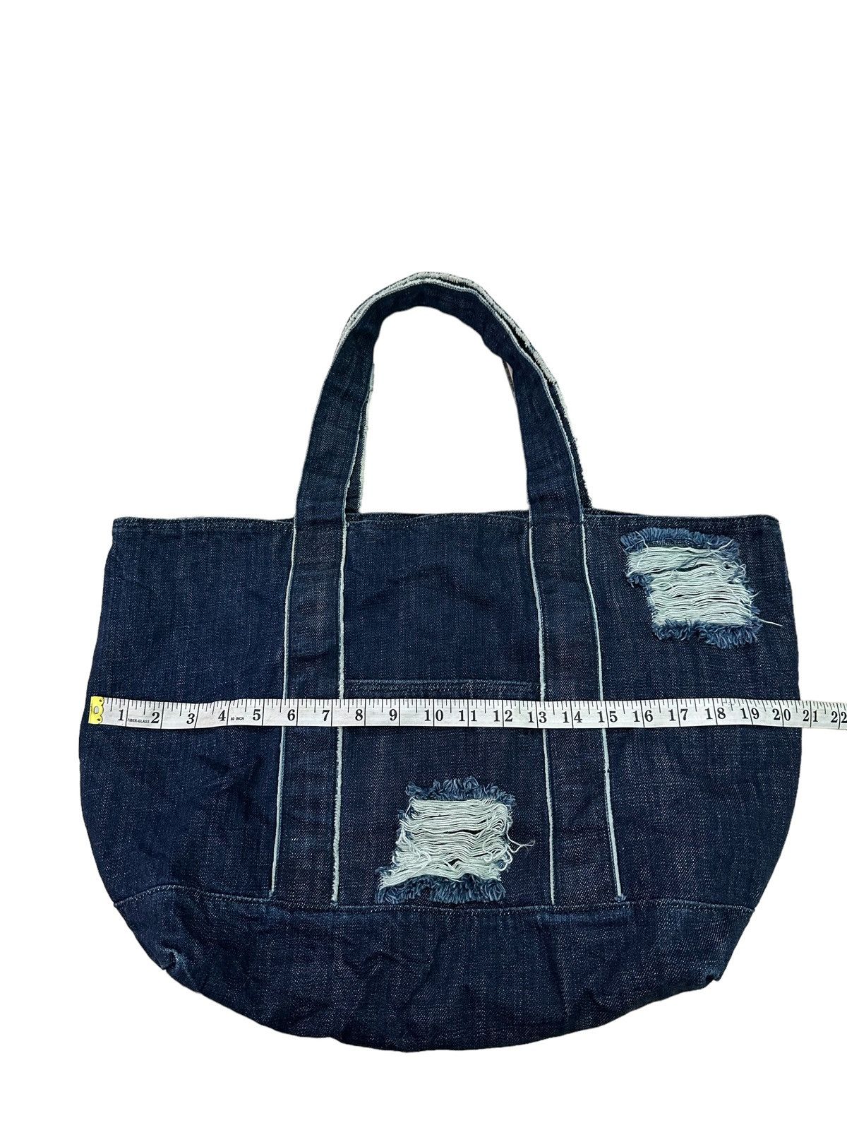 Japanese Brand MANUFACTORY DISTRESSED DENIM TOTE BAG Size ONE SIZE - 5 Thumbnail