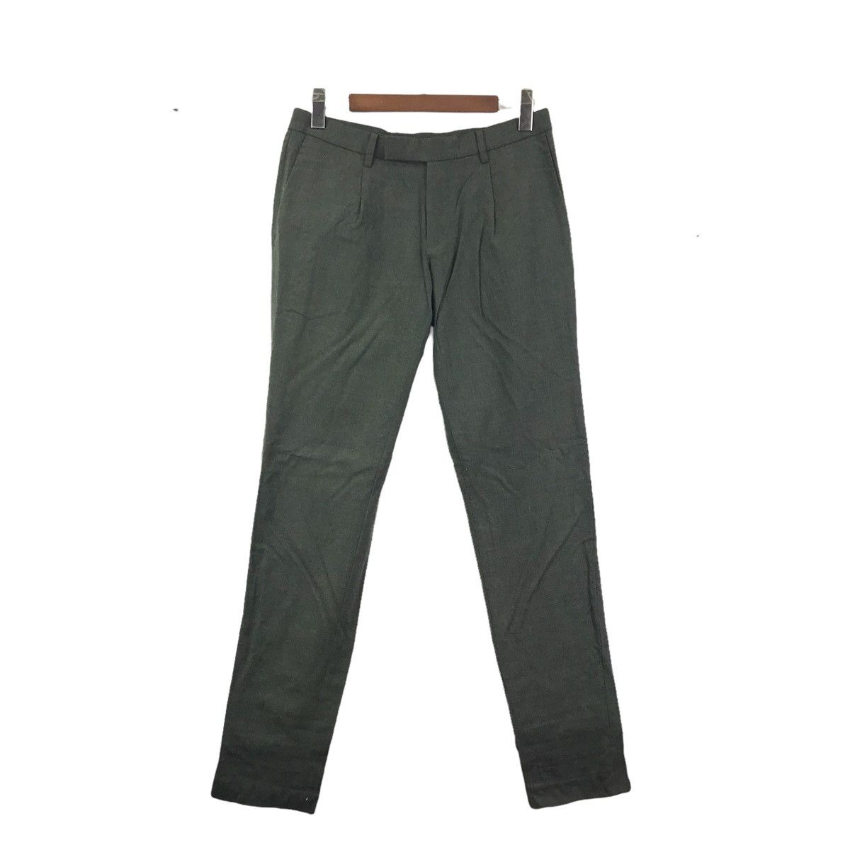 ABAHOUSE ABAHOUSE Japanese Brand Green Slim Fit Wool Casual Trousers Size US 31 - 1 Thumbnail