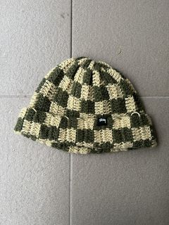 stüssy crochet checkered beanie