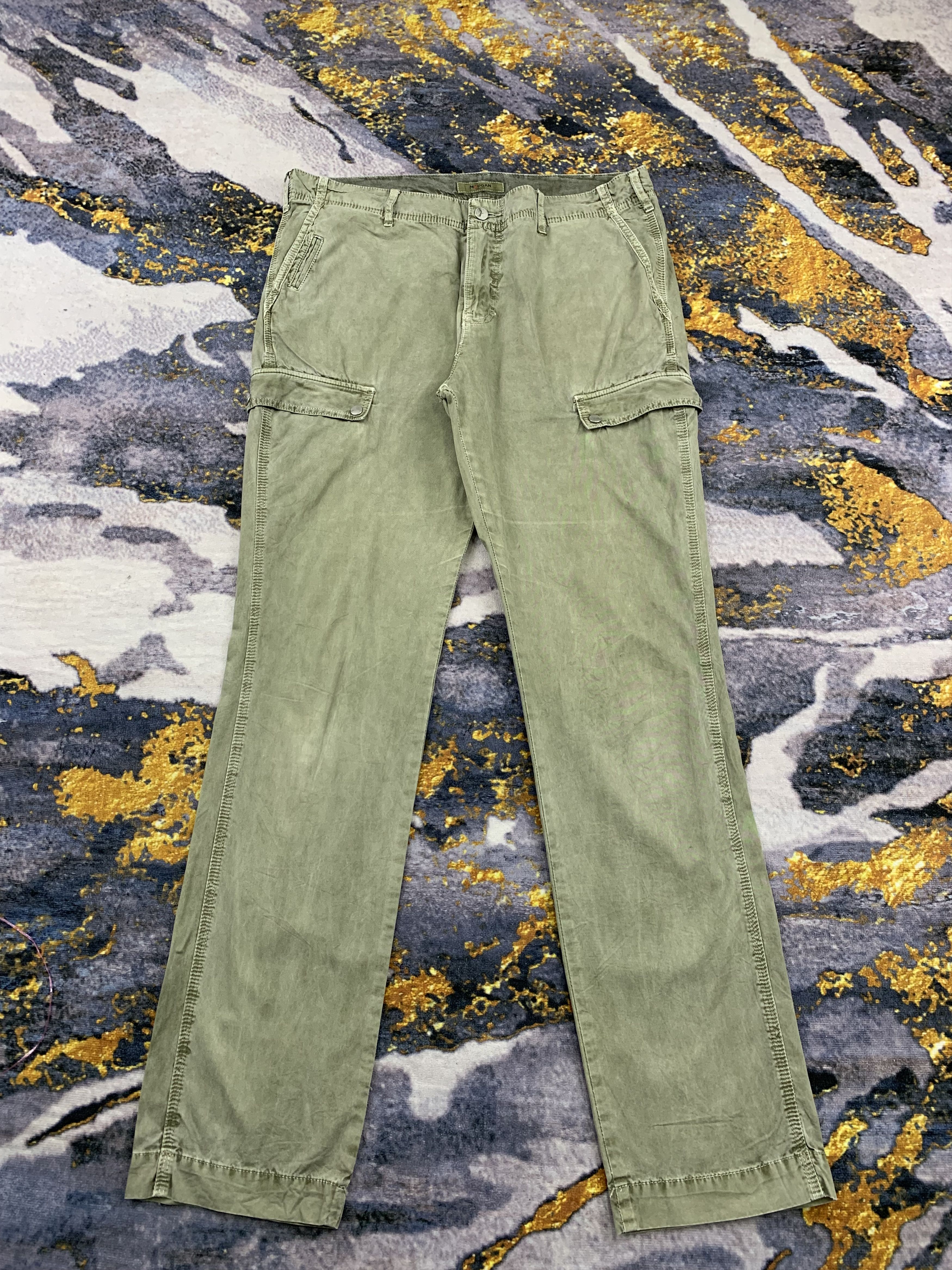 image of Morgan Homme Multipocket Cargo Pants in Green, Men's (Size 37)