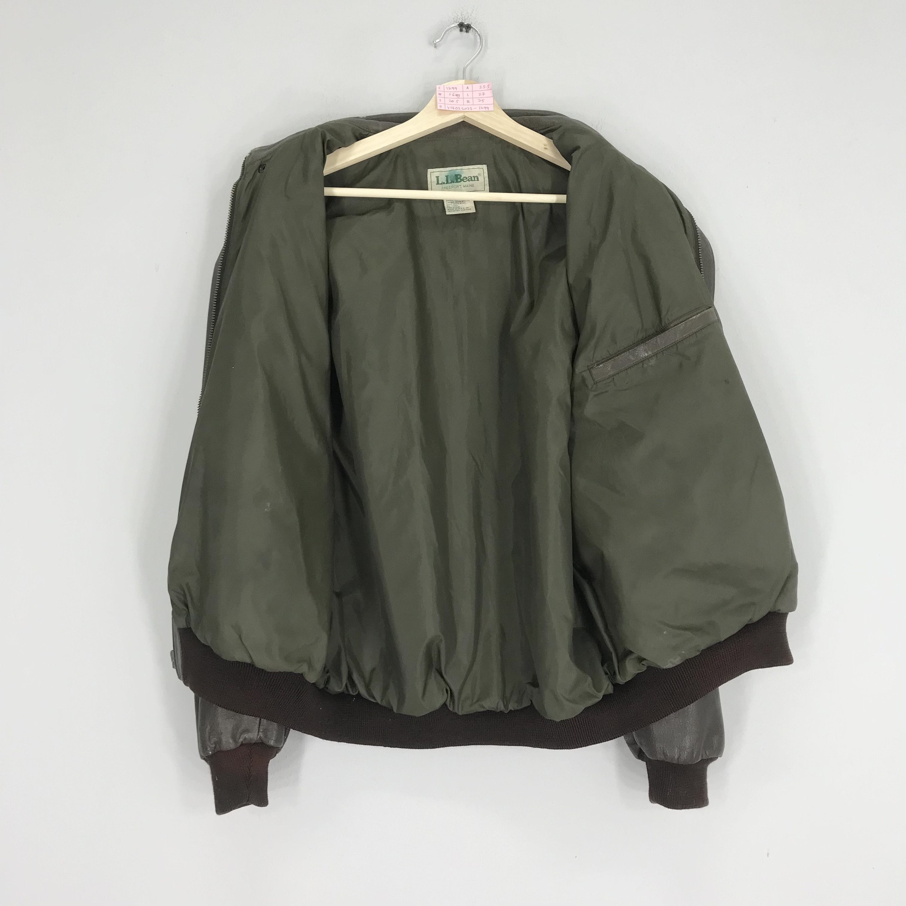 L.L. Bean Vintage 90's LL Bean Usa Leather Jacket Bomber Flight Jacket Size US L / EU 52-54 / 3 - 3 Thumbnail