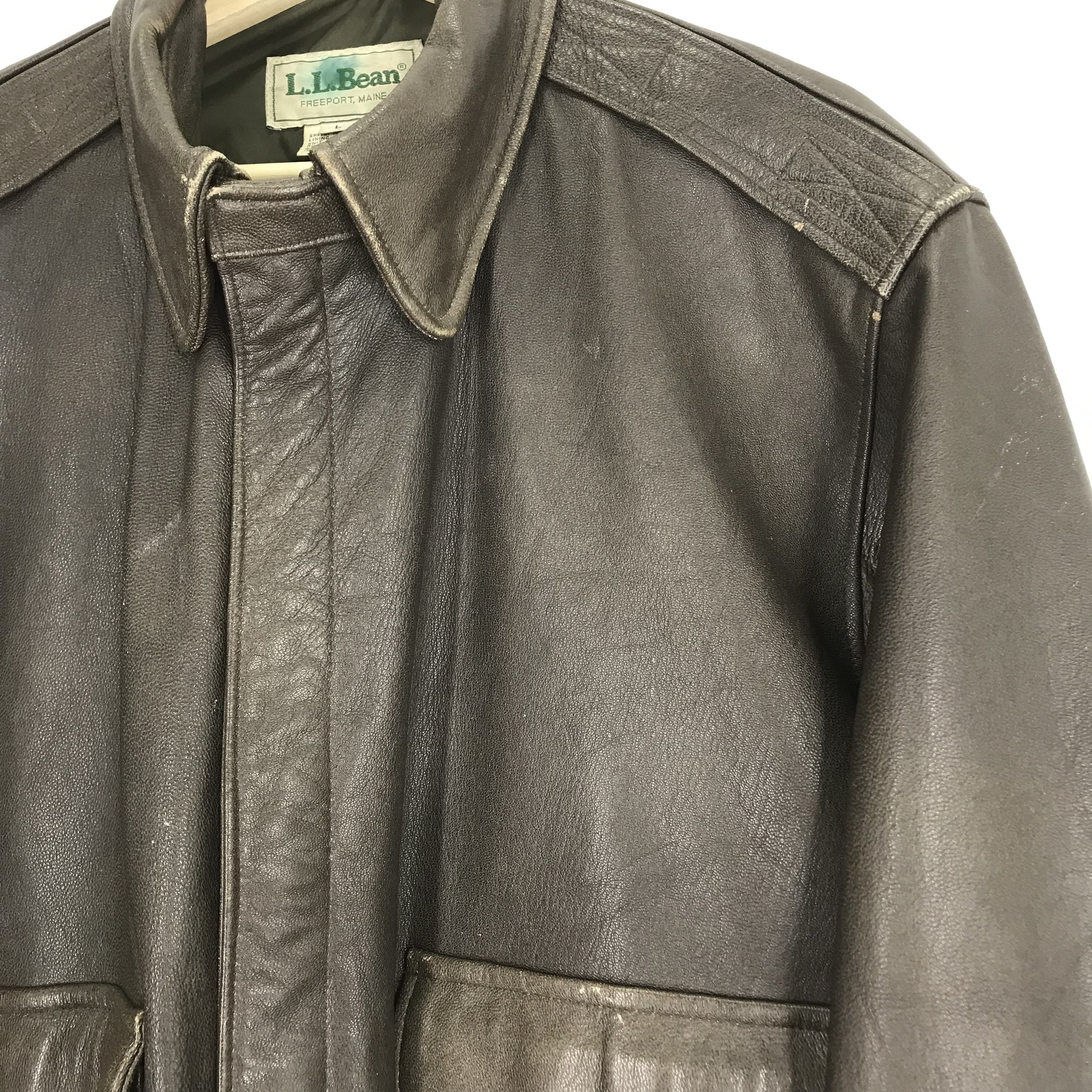 L.L. Bean Vintage 90's LL Bean Usa Leather Jacket Bomber Flight Jacket Size US L / EU 52-54 / 3 - 6 Thumbnail